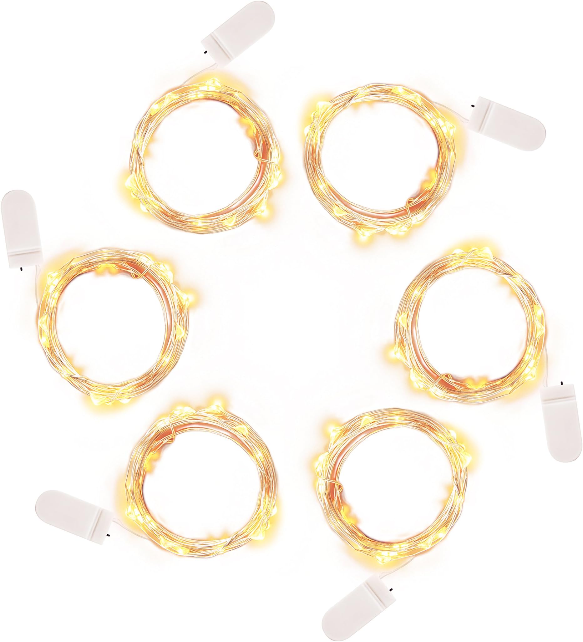 illumiForce LED Starry String Lights, Battery Operated Fairy Lights, 6.5ft 20LEDs, Decorations for Bedroom Patio Garden Birthday Party Wedding Christmas DIY Crafing Home Decor, Warm White 6 Sets