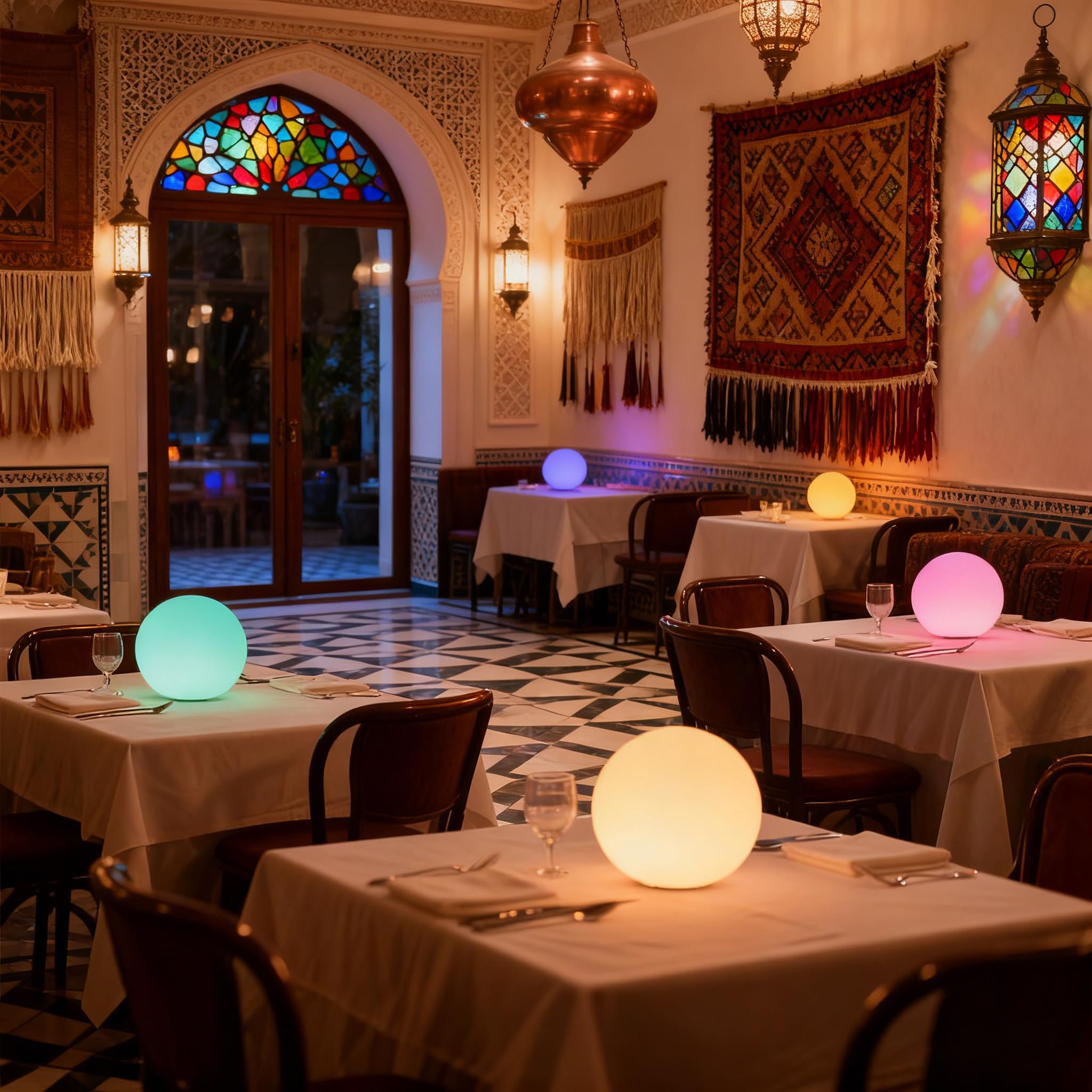 Lampada A Sfera LED RGB A Colori Variabili Sfera Senza Fili Lampada Notturna da Tavolo Luminosità Regolabile Sfera Ricaricabile Ideale per Decorazione di Casa Giardino Vacanza Bar
