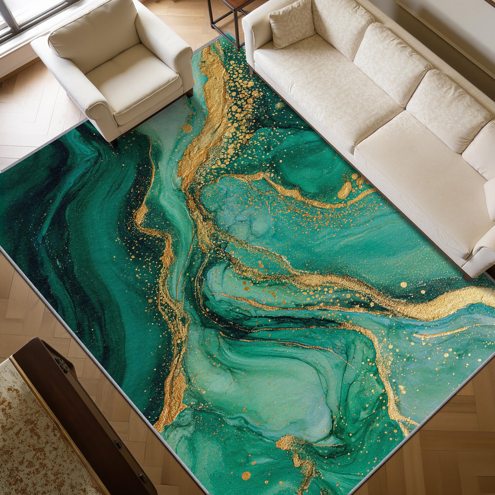 Mistela Marmor Teppich 160x230 cm Grün Gold