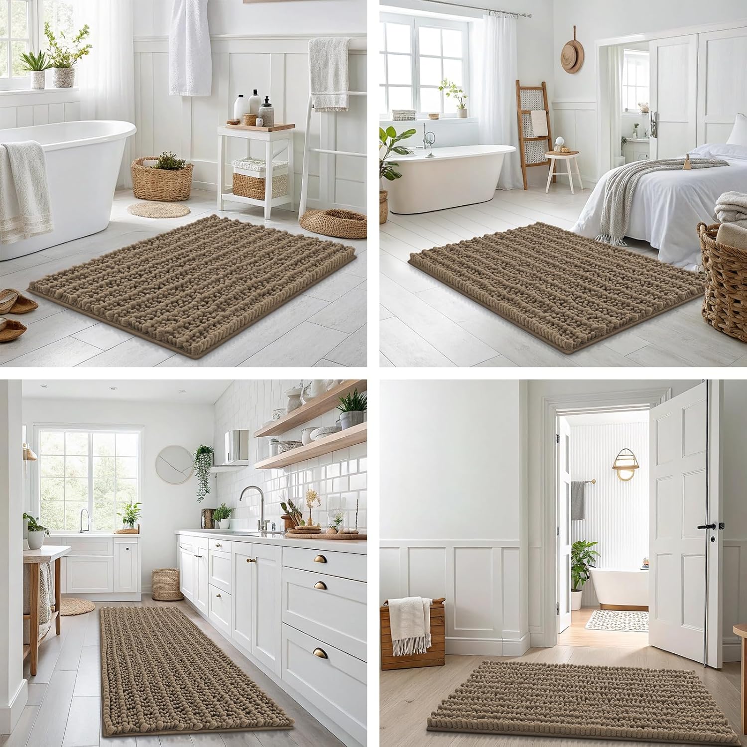 Smiry Bathroom Rugs Mat 40x32, Extra Soft Absorbent Chenille Bath Rugs, Non Slip Rubber Backing Machine Washable Quick Dry Bath Mats for Bathroom Floor, Tub, Shower, Home Decor Accessories, Camel - Image 7