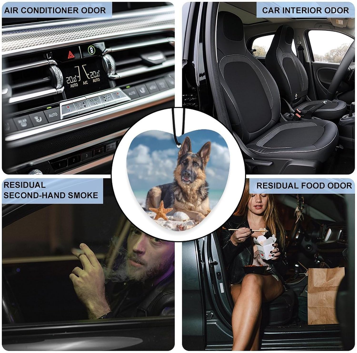 German Shepherd Dog Beach Car Air Freshener Cute Hanging Aromatherapy Tablets for Car Home Love form