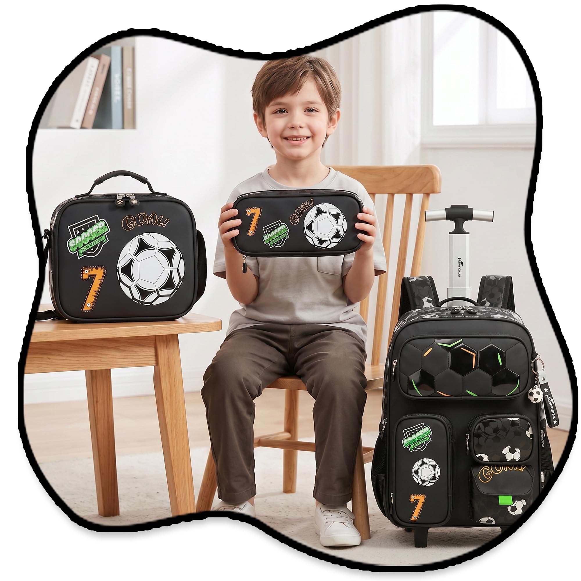 HTgroce Mochilas Escolares Niños con Ruedas,Mochilas Trolley 3 en 1 Bolsa de Estuche Equipaje de Viaje