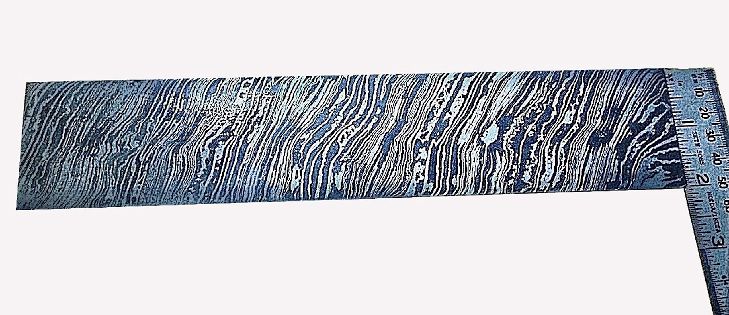 EXTREME Barre en acier Damas 25 x 5 cm faite à la main Motif tempête de feu Bush Artisanat Couteau Outils de fabrication Bar