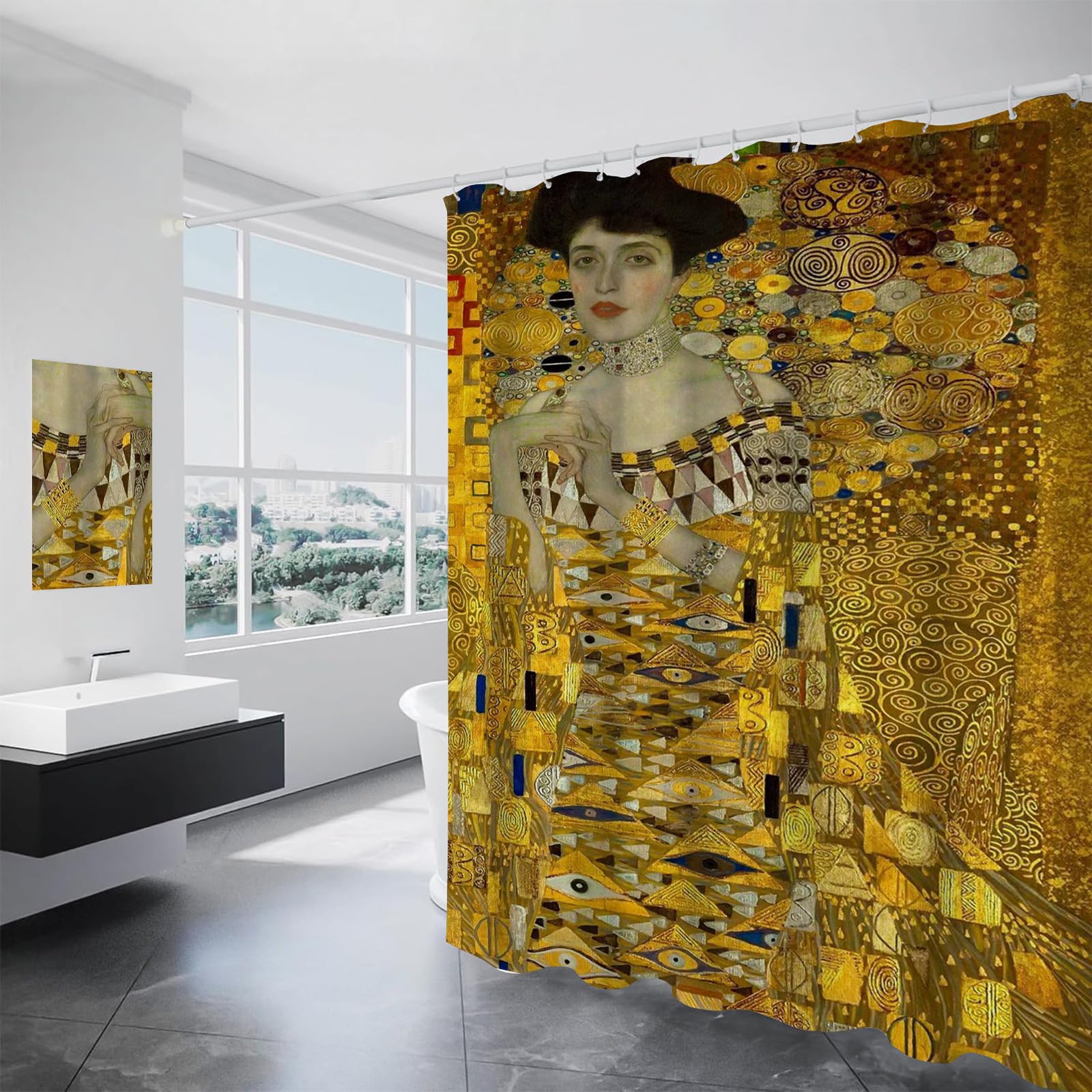 Rideau de douche haut de gamme imperméable 240 x 200 cm au design peinture à l'huile