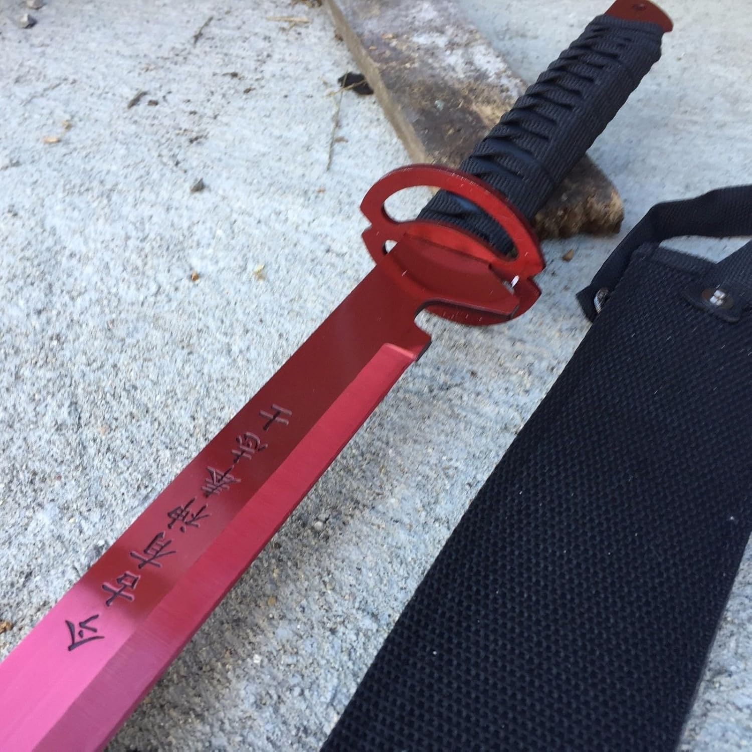 NEW! 27" Ninja Sword Machete RED Full Tang Tactical Blade Katana NEW w/Sheath : Sports & Outdoors