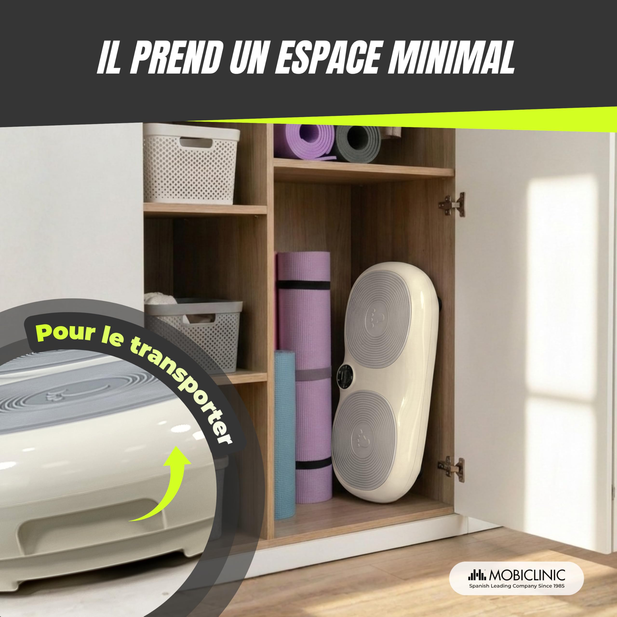 Mobiclinic Plateforme Vibrante 200W 99 Niveaux 9 Programmes Entraînement Jusqu'à 150kg