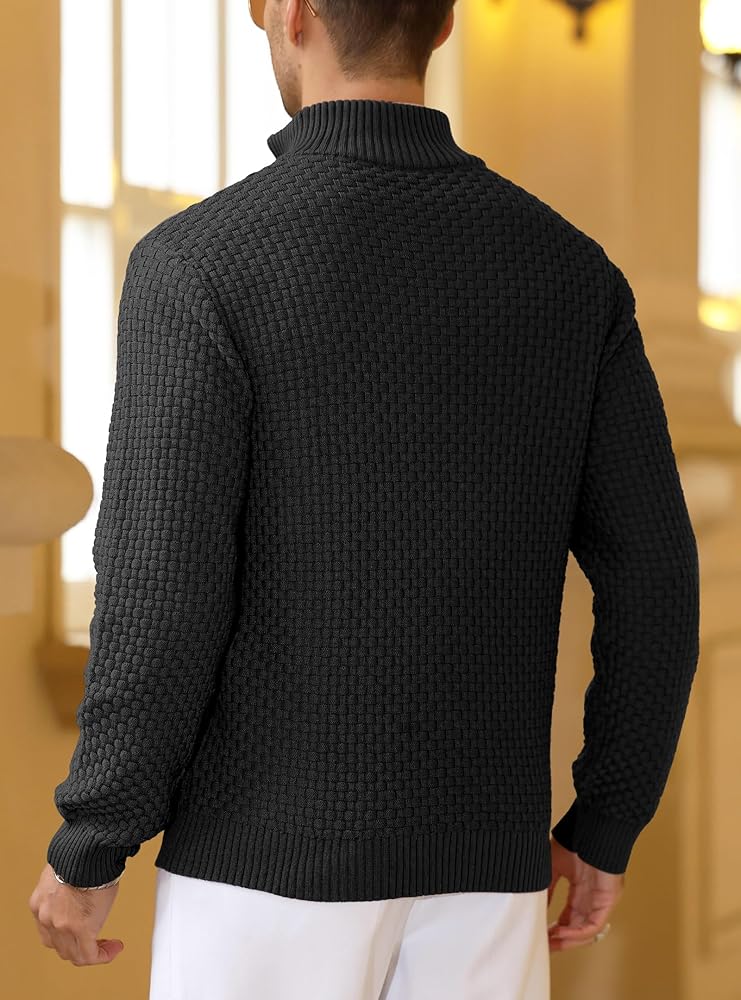 Zaitun Men's Quarter Zip Sweaters Polo Zip Up Pullover