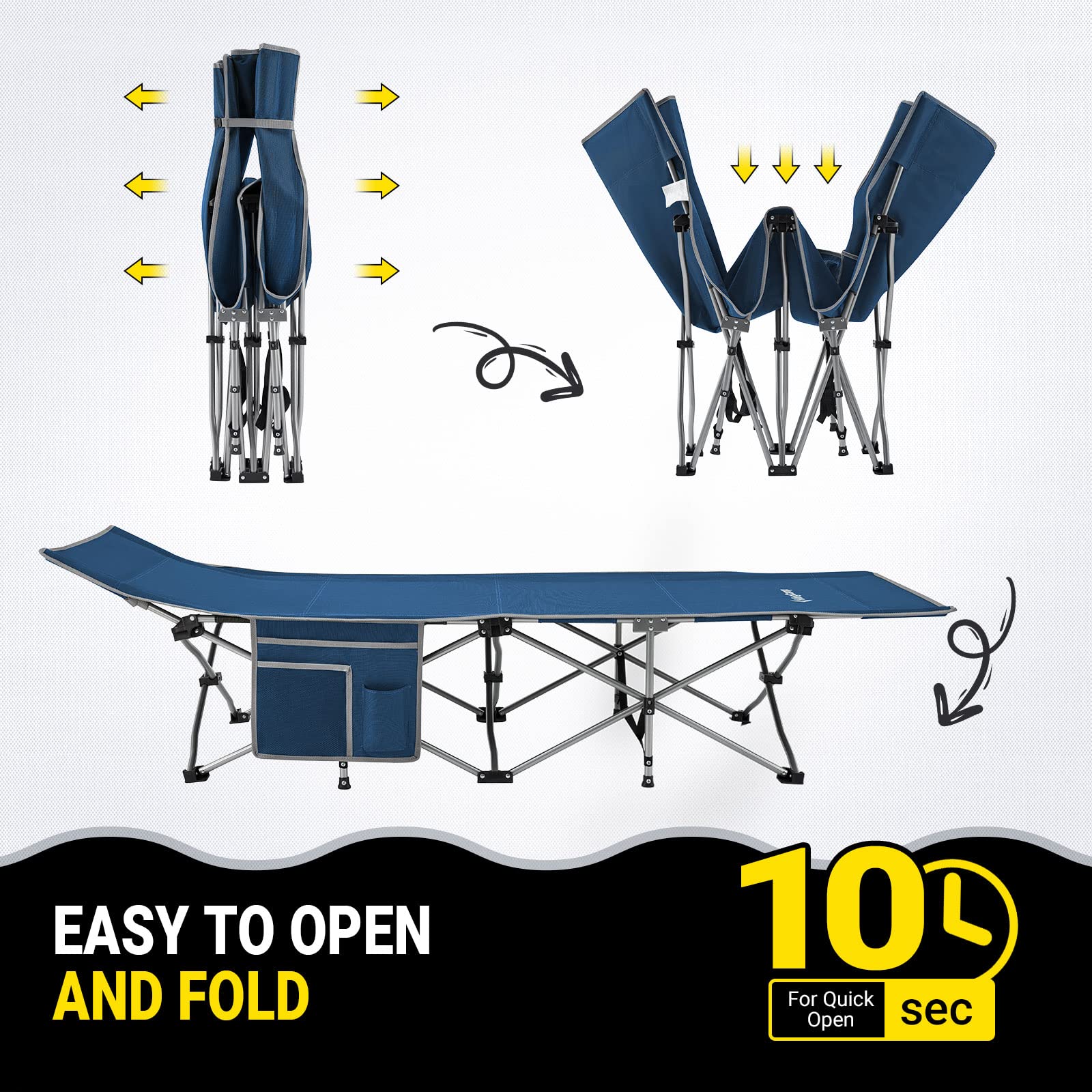 KingCamp Lit De Camping Pliable Ultra-léger Jusqu'à 120 Kg Avec Support