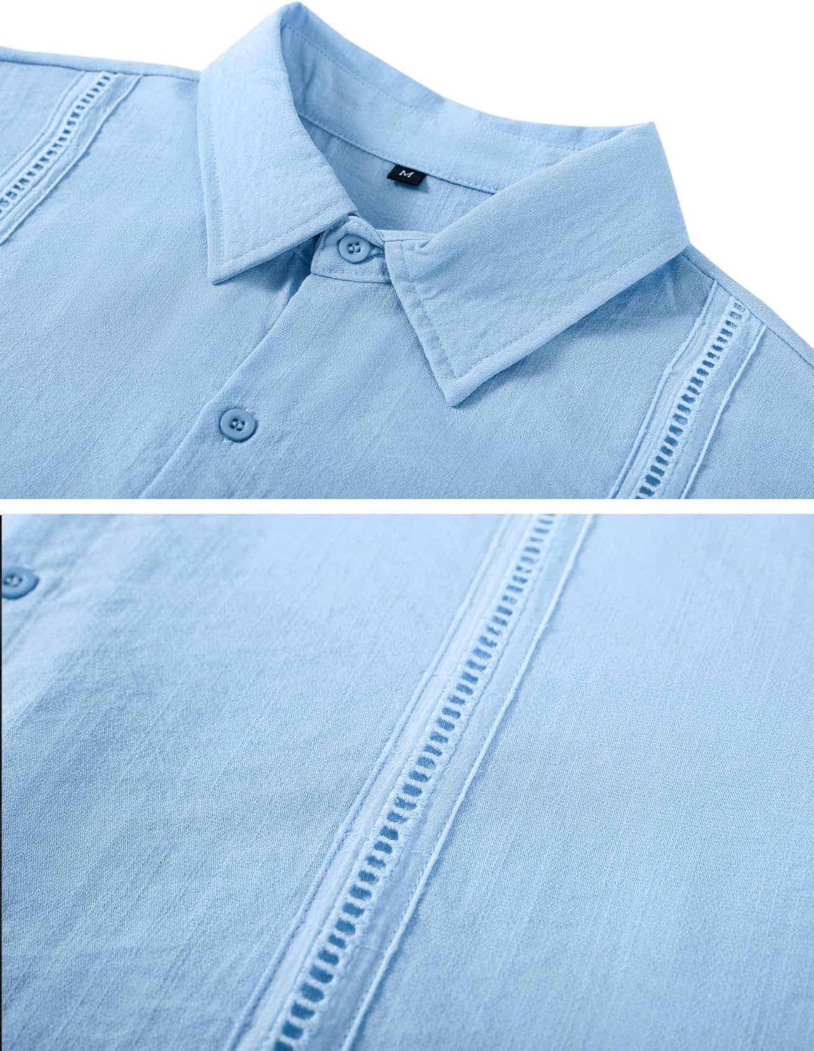 LecGee Linen Sets For Men Button Down Cuban Guayabera Shirt Shorts Set 2 Piece Linen Outfits - Image 5