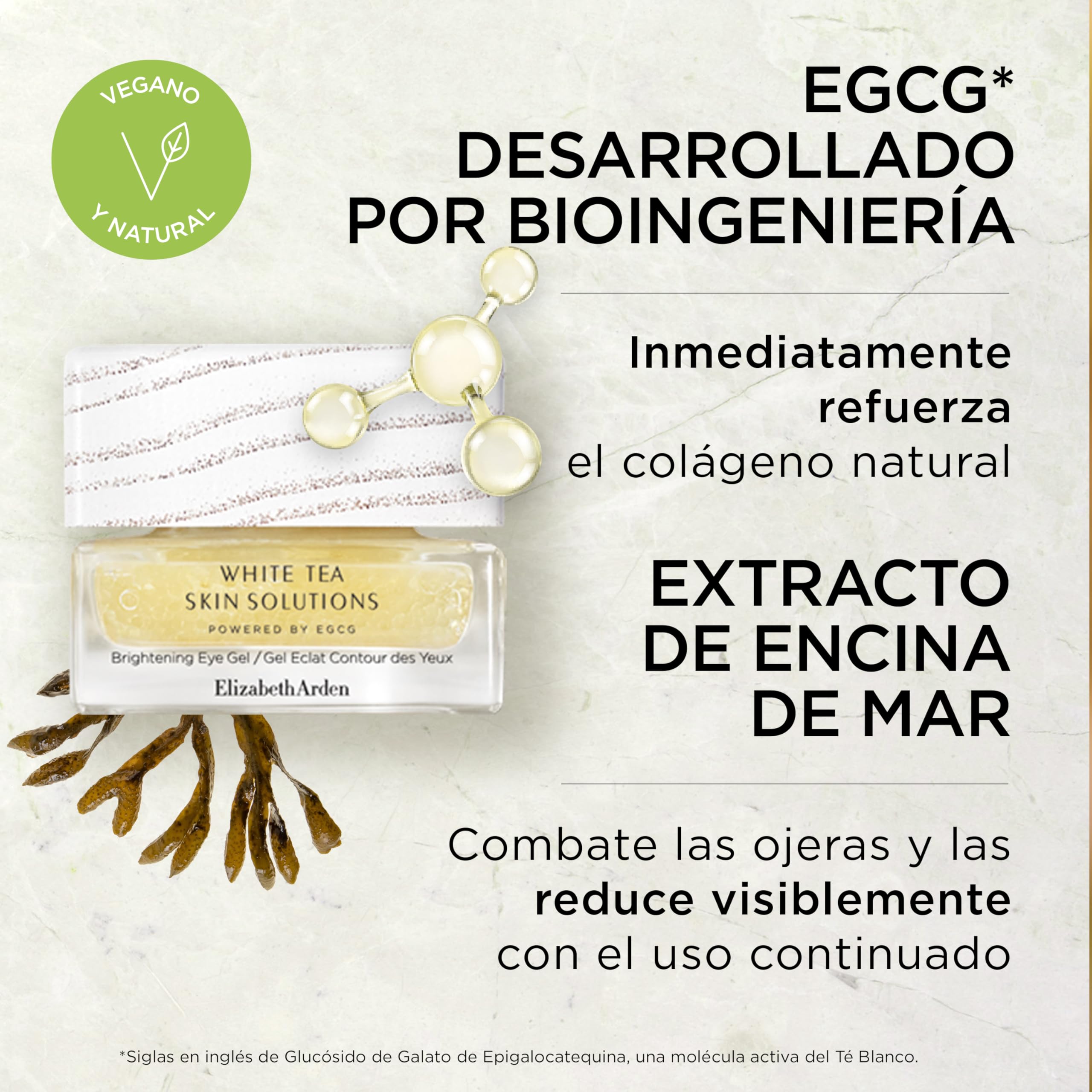 Elizabeth Arden - White Tea Skin Solutions Brightening Eye Gel, Contorno de Ojos Primeros Signos de la Edad, Ilumina, Revitaliza y Suaviza las líneas de expresión - 15ml