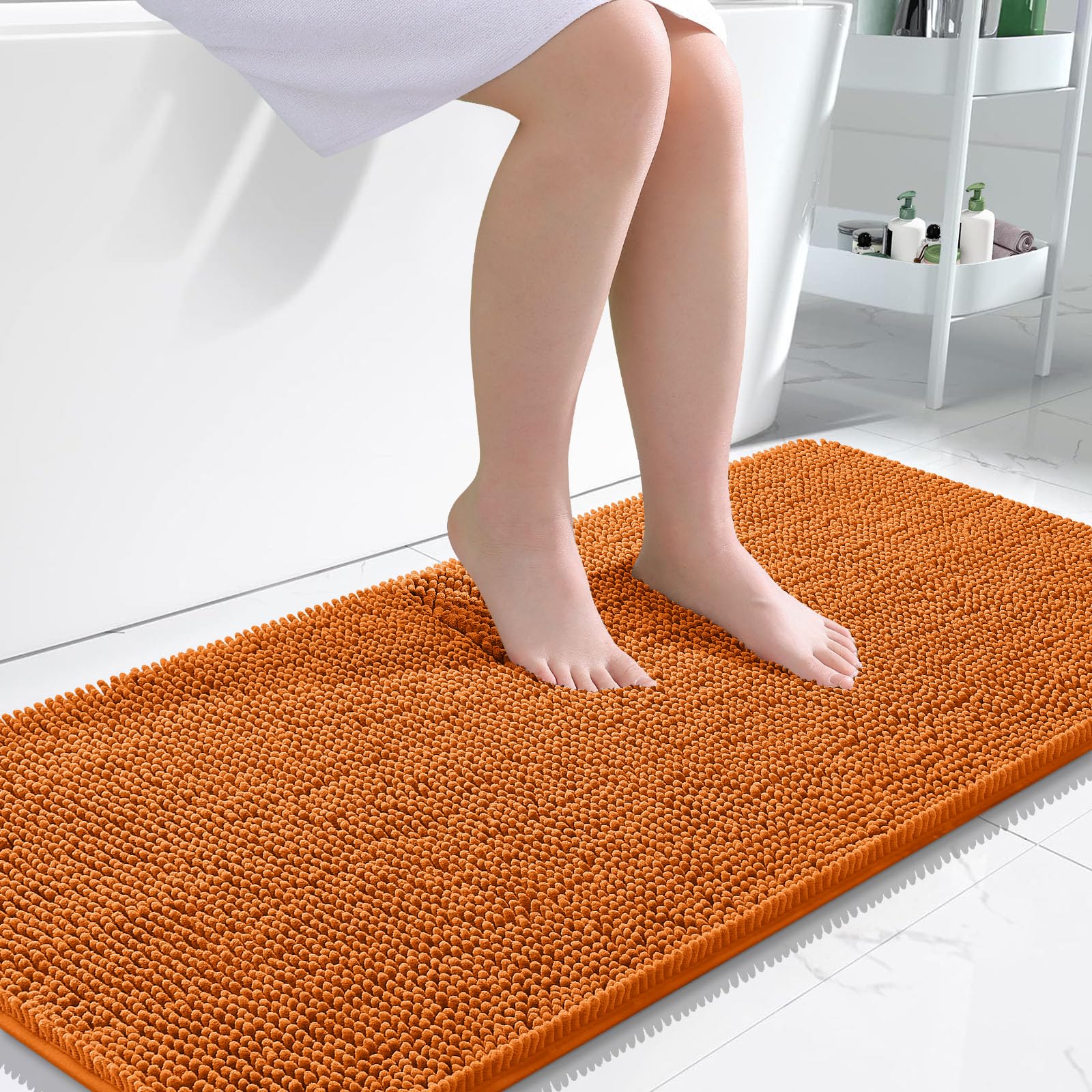 OLANLY Large Bathroom Rugs 50x30, Extra Soft Absorbent Chenille Bath Rugs | Clay, Quick-Drying Rubber Backing, Machine Washable Bath Mat for Bathroom Floor, Tub and Shower, Home Decor Accessories