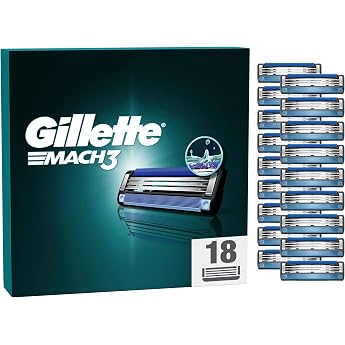 Gillette Mach3 Razor Blades for Razors 18 Replacement Blades for Men's Wet Razors with Triple Blade