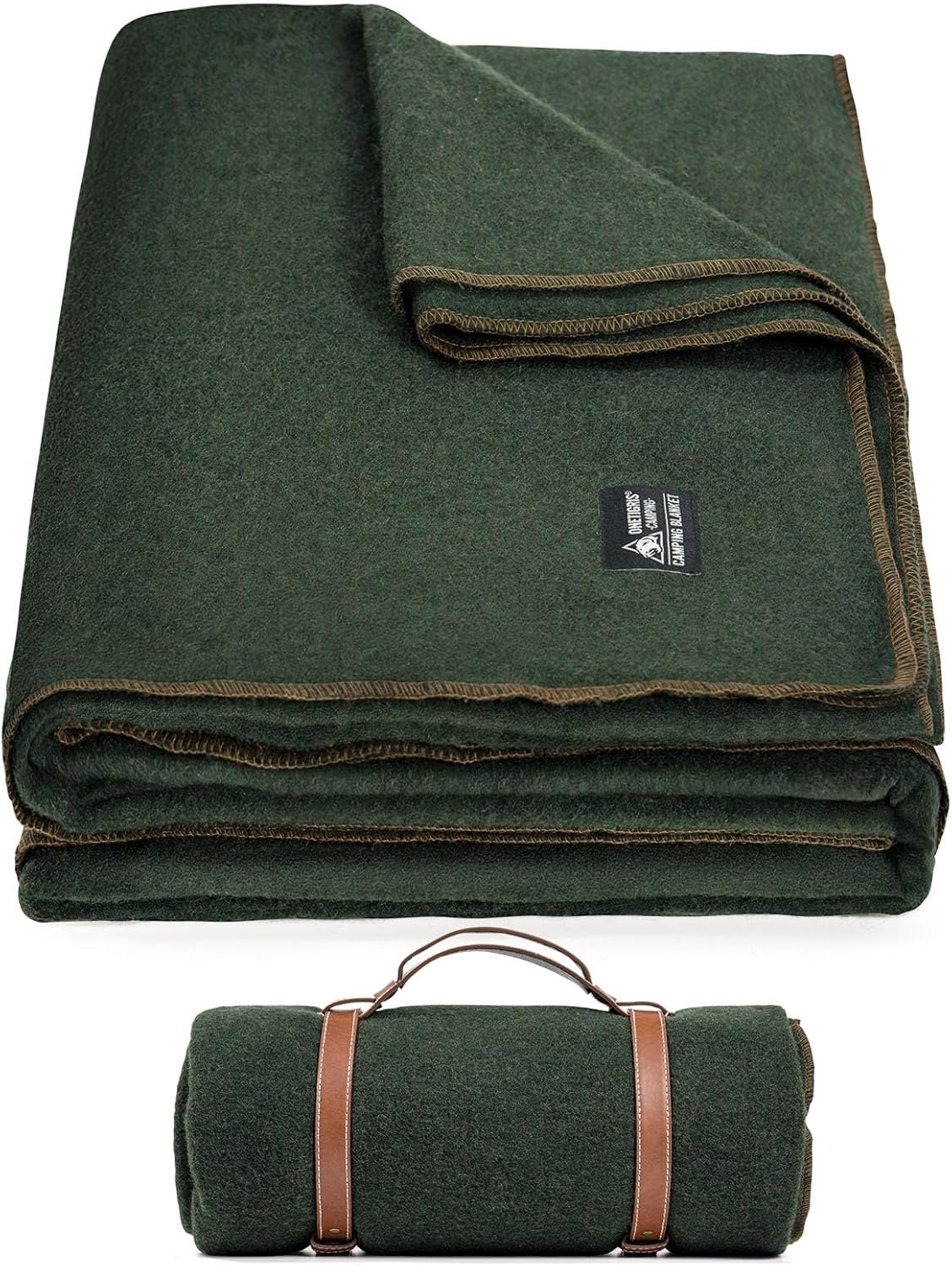 ONETIGRIS Wool Blanket,Wool Camping Blanket Warm, Thick, Washable, Large Car Blanket Great for Camping, Outdoors, Sporting Events, Survival Kits 64in x 87in