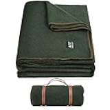ONETIGRIS Wool Blanket, Camping Wool Blanket–Large, Cozy, Washable,Great for Camping,Outdoors,Car,Sporting Events, Bushcraft Survival Kits 64in x 87in