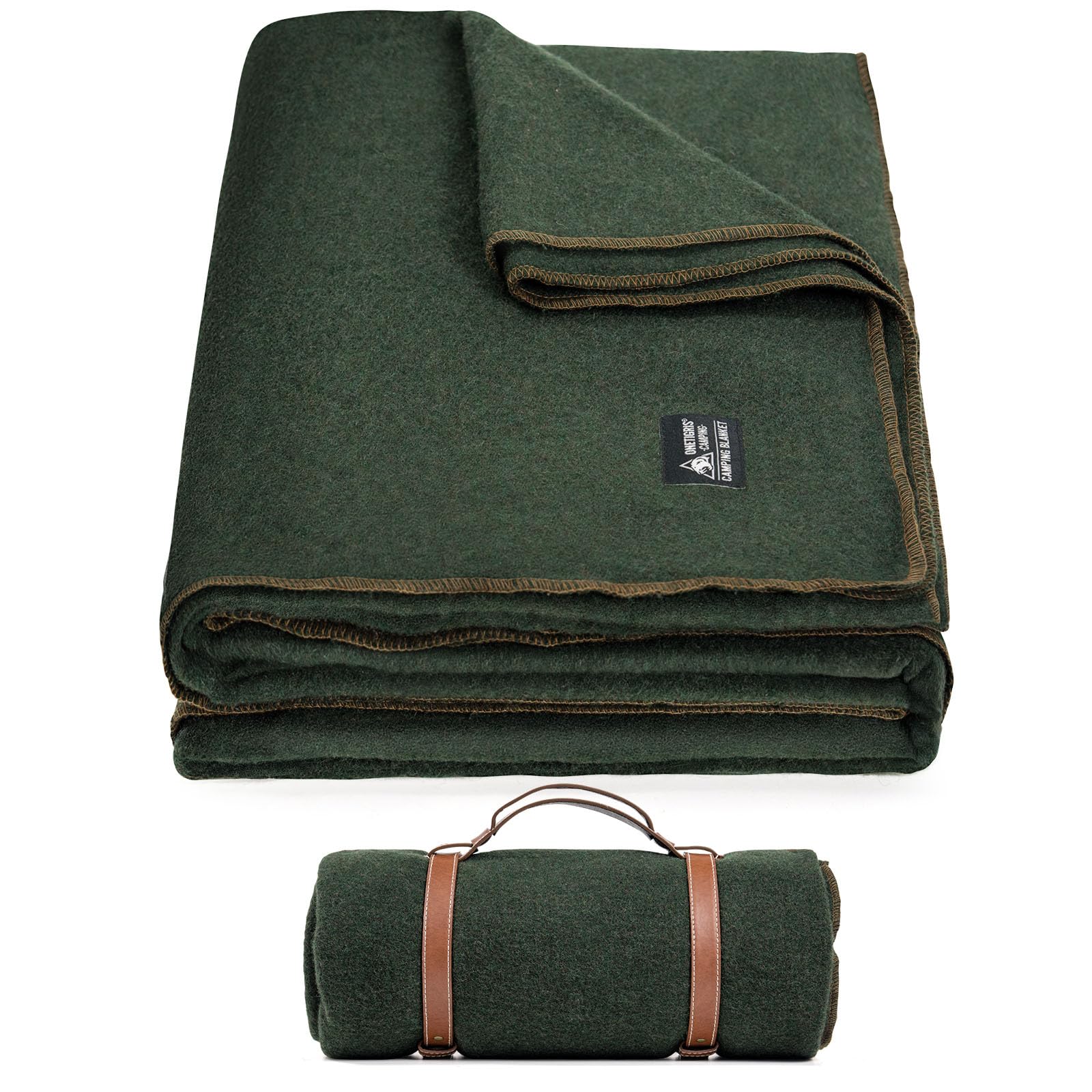 OneTigris Wool Blanket, Camping Wool Blanket–Large, Cozy, Washable,Great for Camping,Outdoors,Car,Sporting Events, Bushcraft Survival Kits 64in x 87in