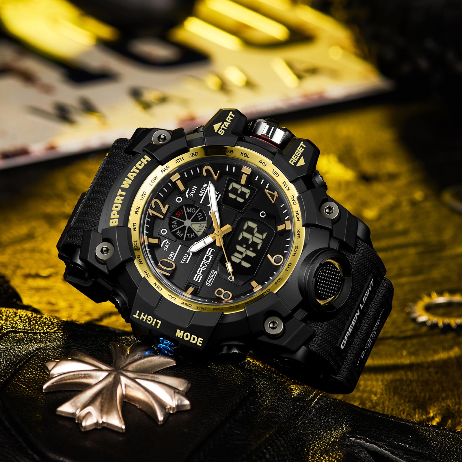 Orologio digitale da polso da uomo, sportivo, digitale, 5 ATM, impermeabile, militare, da uomo, con sveglia, data, cronometro per uomini, orologio tattico, cinturino in plastica