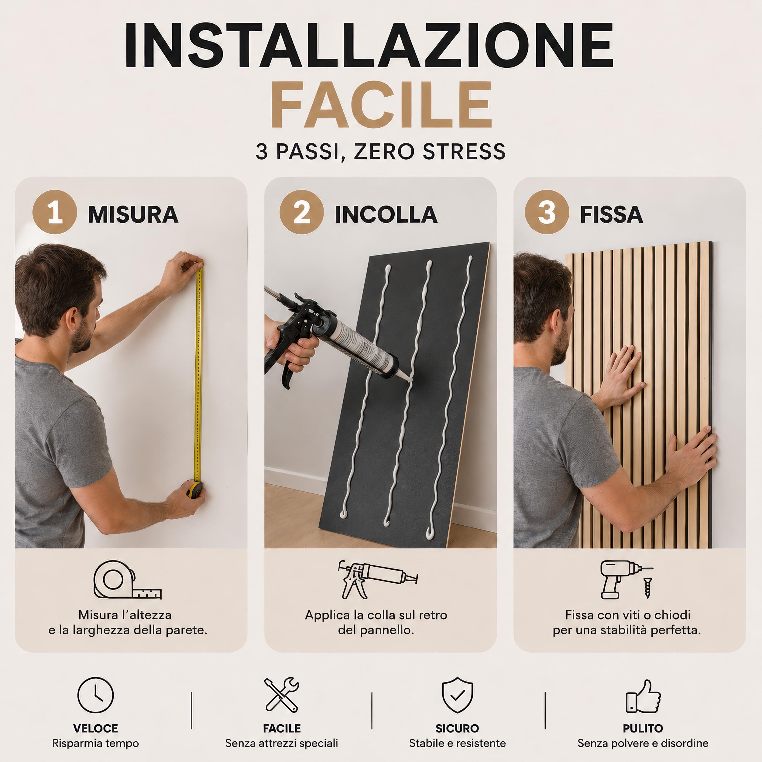 Set 4 Pannelli Fonoassorbenti Legno Impiallacciato, 60 x 120 cm, Pannelli Decorativi per Pareti 3D, Pannelli Acustici per Soffitto, Soggiorno e Ufficio, Rovere Naturare