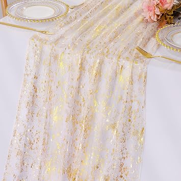 10 Ft Gold Table Runner, Golden Sheer Sequin Table Runners 1pcs