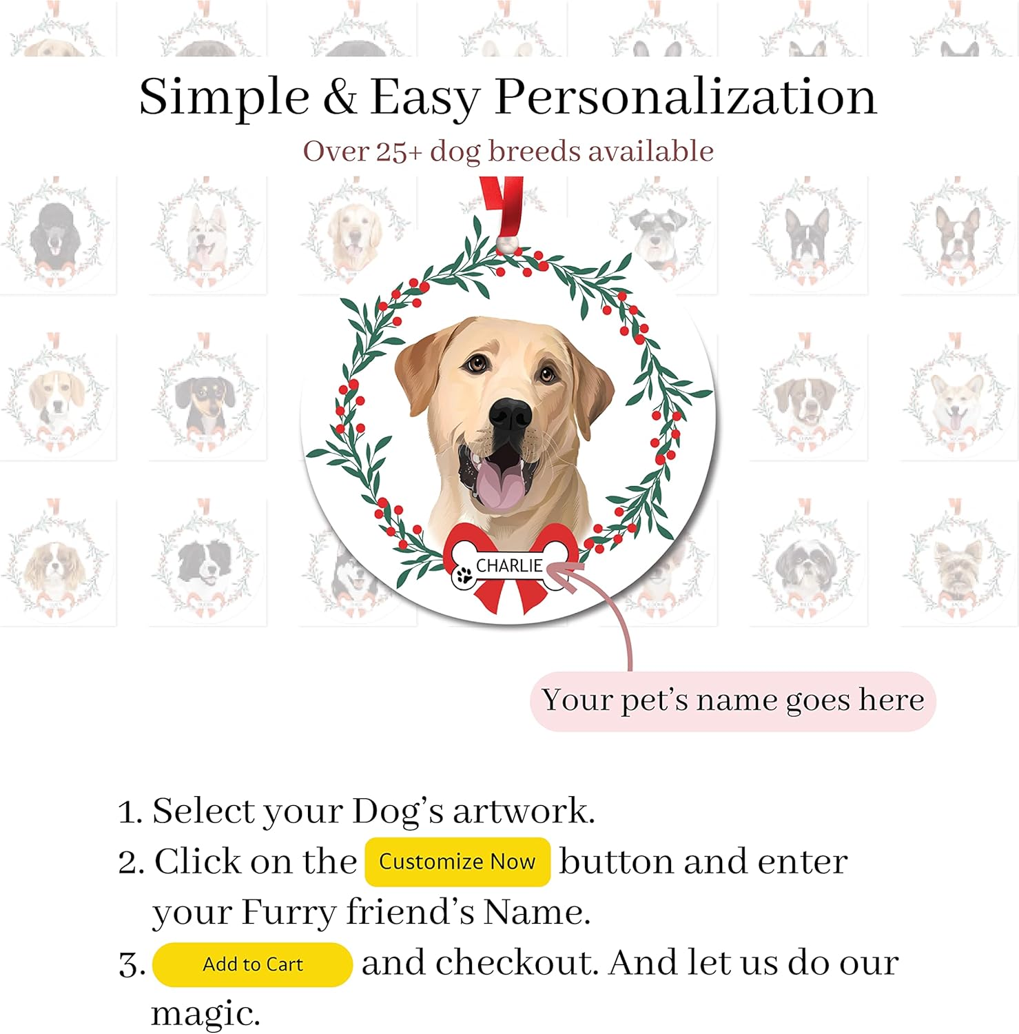パーソナライズされたレッドボストンテリア クリスマスオーナメント カスタムペット名オーナメント ボストンテリア愛好家へのギフト 犬