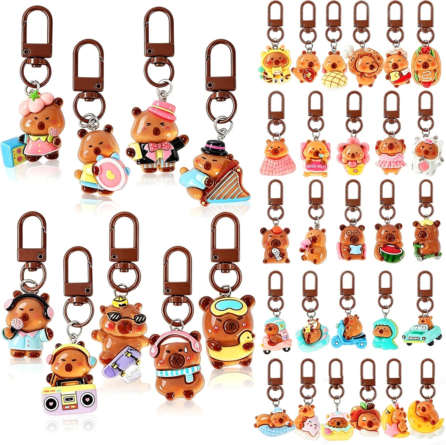 36 Pcs Kawaii Animal Keychains Cute Back to School Bookbag Charms for Girls