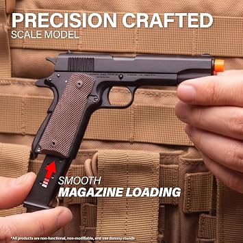 MASSIMO PRECISION Miniature M1911 Model Kit 1:2 Scale - Metal Build Model Set for Desktop Display - Gift for Enthusiasts & Collectors - No Shooting Function (Black-B)
