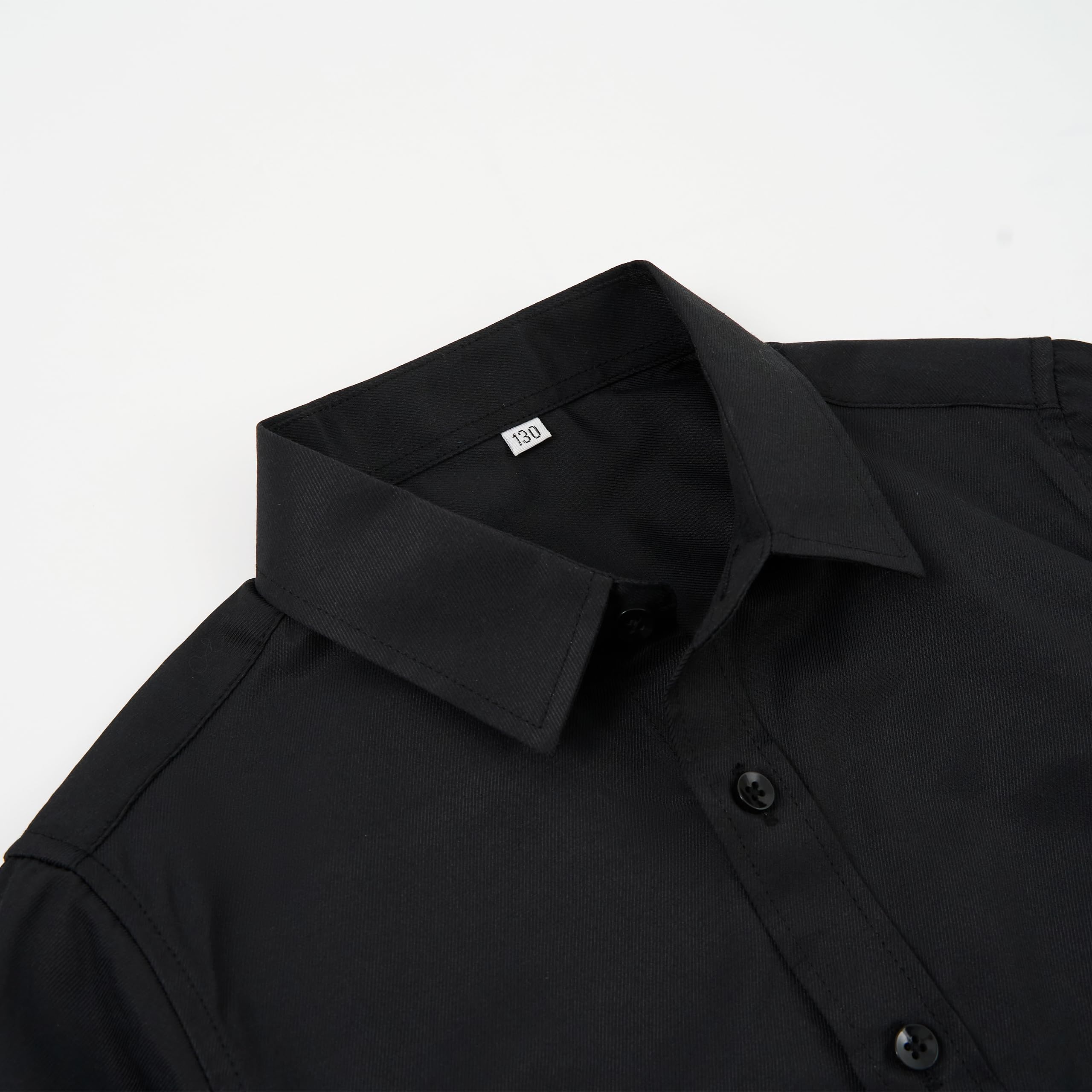 LOLANTA Camicia a Maniche Lunghe per Ragazzi Camicia Formale a Tinta Unita Button Down Camicia Uniforme Scolastica per Bambini