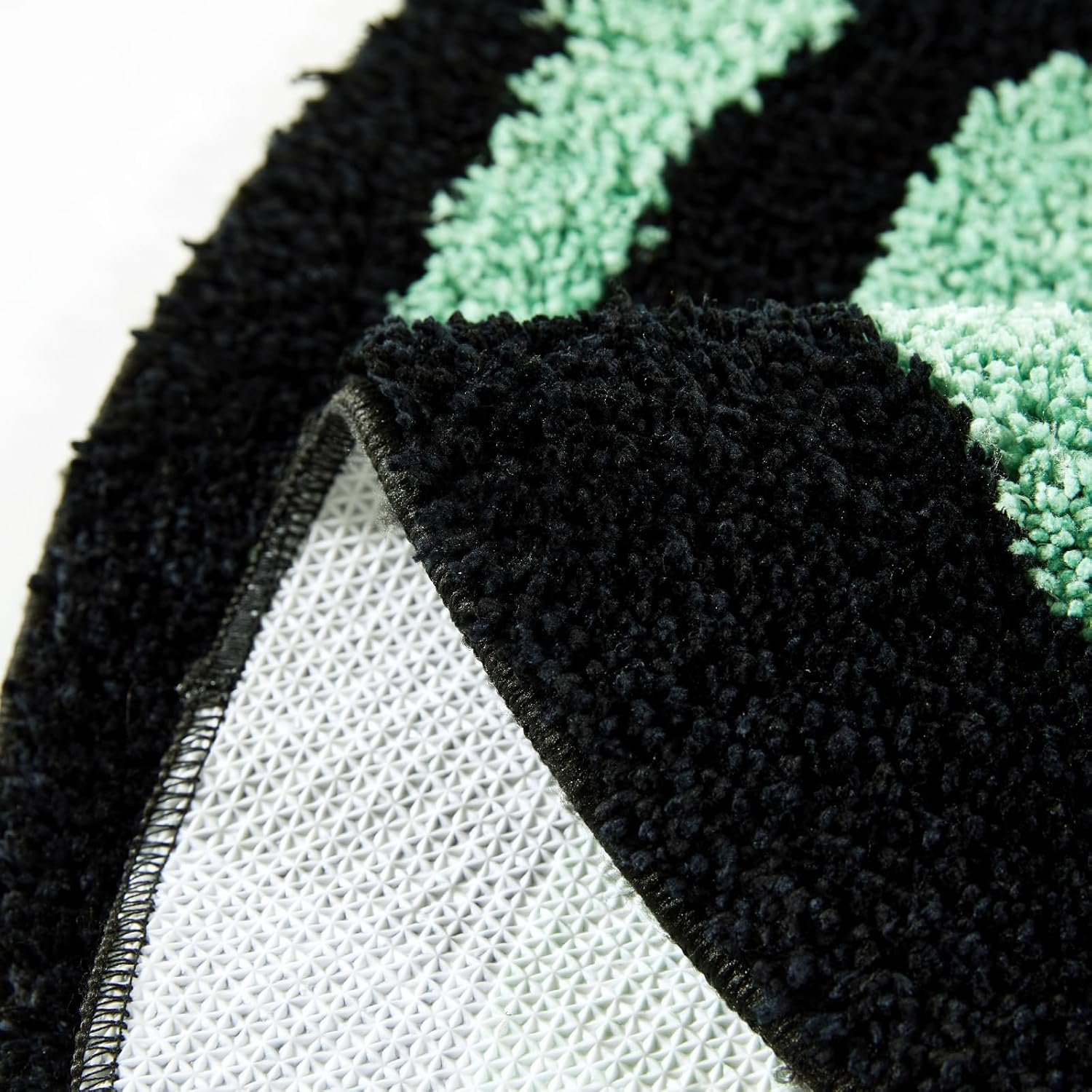 Estmy Be Happy Cute Retro Vintage Bathroom Rugs 2ft Round Bath Mat Non Slip Washable, Groovy Funky Duck Green Abstract Hippie Trippy Aesthetic Bath Rug Shaggy Floor Mat, Housewarming Funny Gift