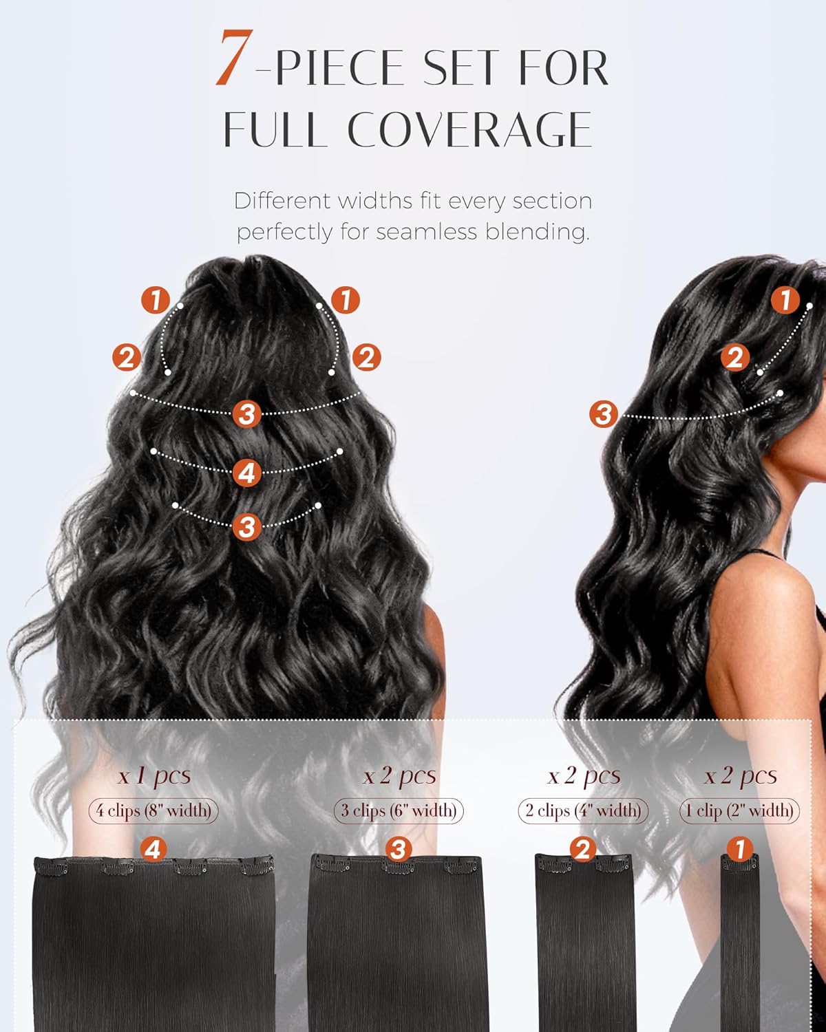 Clip in Hair Extensions Real Human Hair, Silky Straight Real Remy Human Hair Extensions Clip ins, Black Clip in Extensions for Women, 22inch 120g 7Pcs, 1B# Natural Black