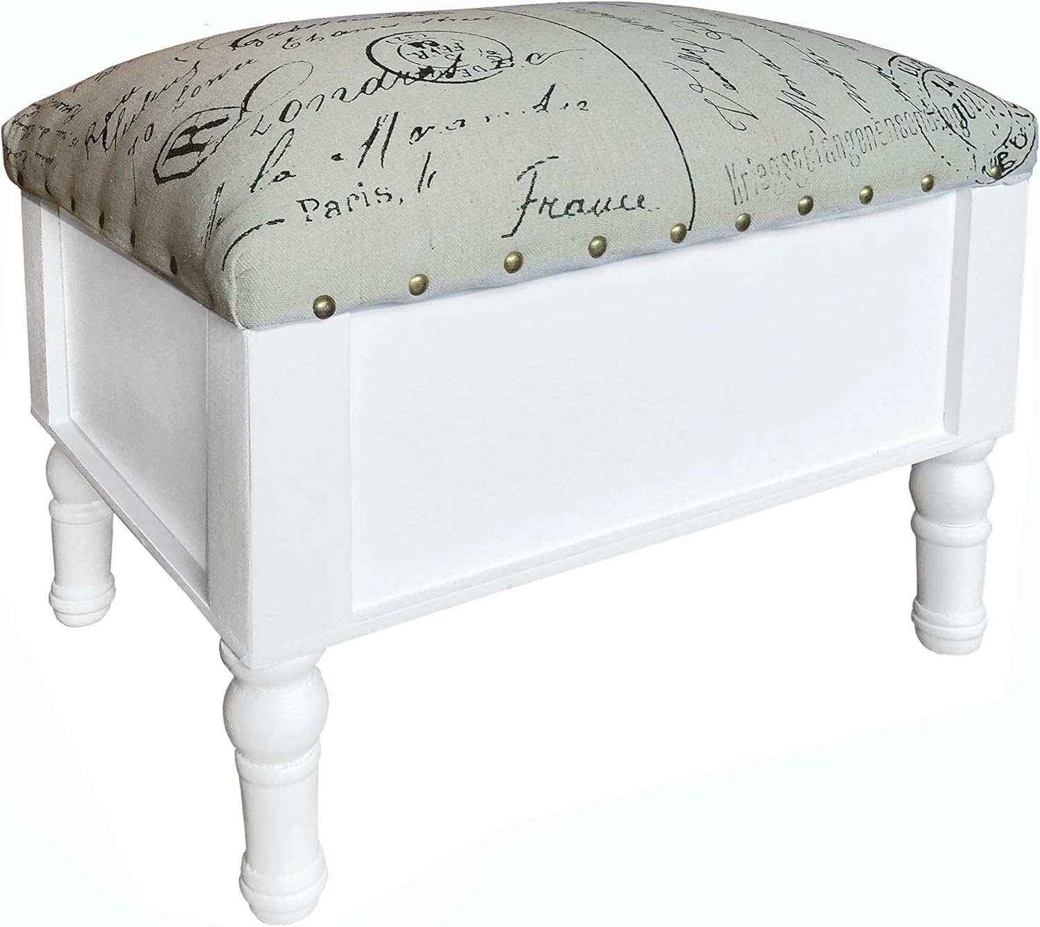 GreyZouq Canvas Top Footstool with Storage/Sewing Box Amazon.co.uk