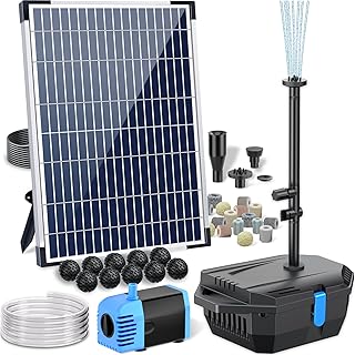 POPOSOAP Pond Filter with 12W Solar Fountain Pump, Solar Pond Filter wit...