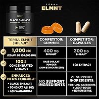 Vista 6 de 103,800mg Black Shilajit for Men 100x Strength w. Ashwagandha & Tongkat Ali 10% Extract - Ultra Pure Himalayan Shilajit Capsules 60% Fulvic Acid