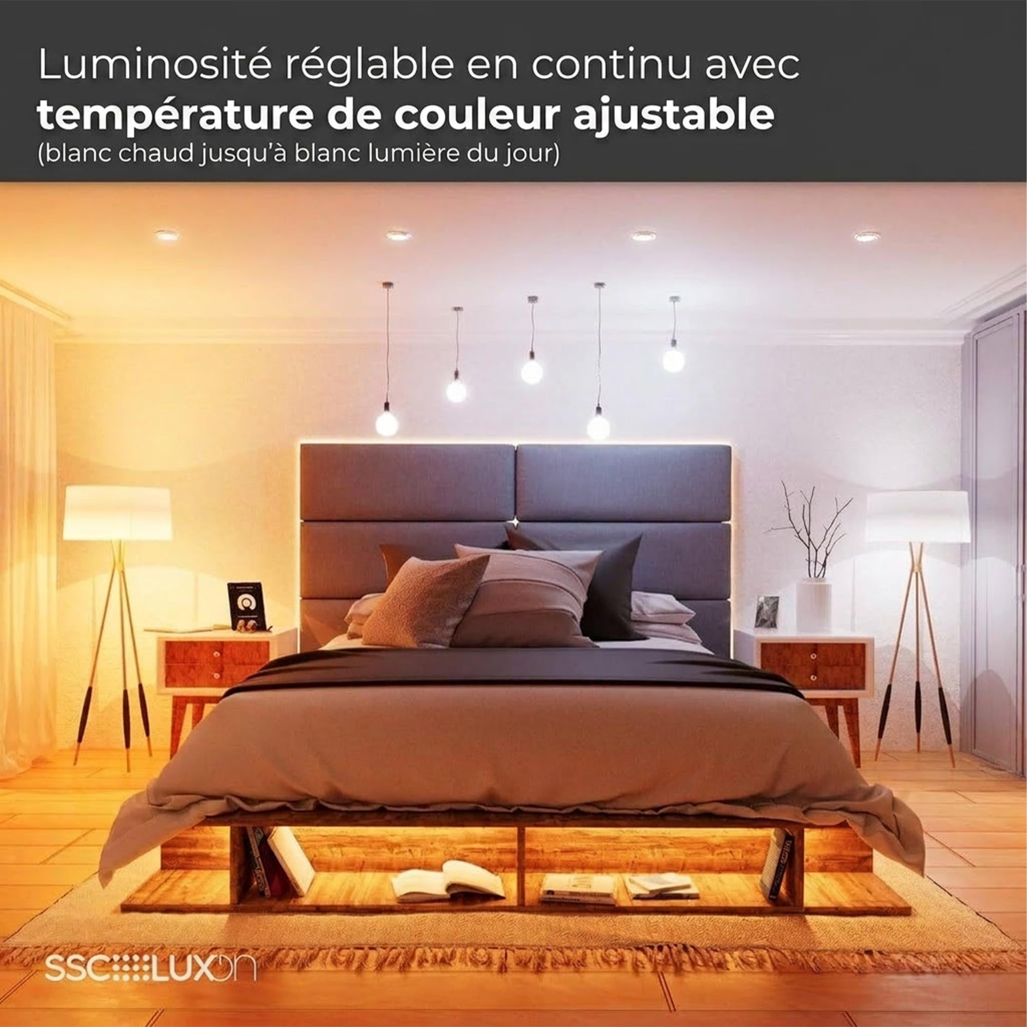 SSC-LUXon EYLA - lot de 2 ampoules LED E27 connectées globe filament | Se remplace en un geste, sans outil ni application, pour un confort lumineux immédiat et des économies d'énergie durables.