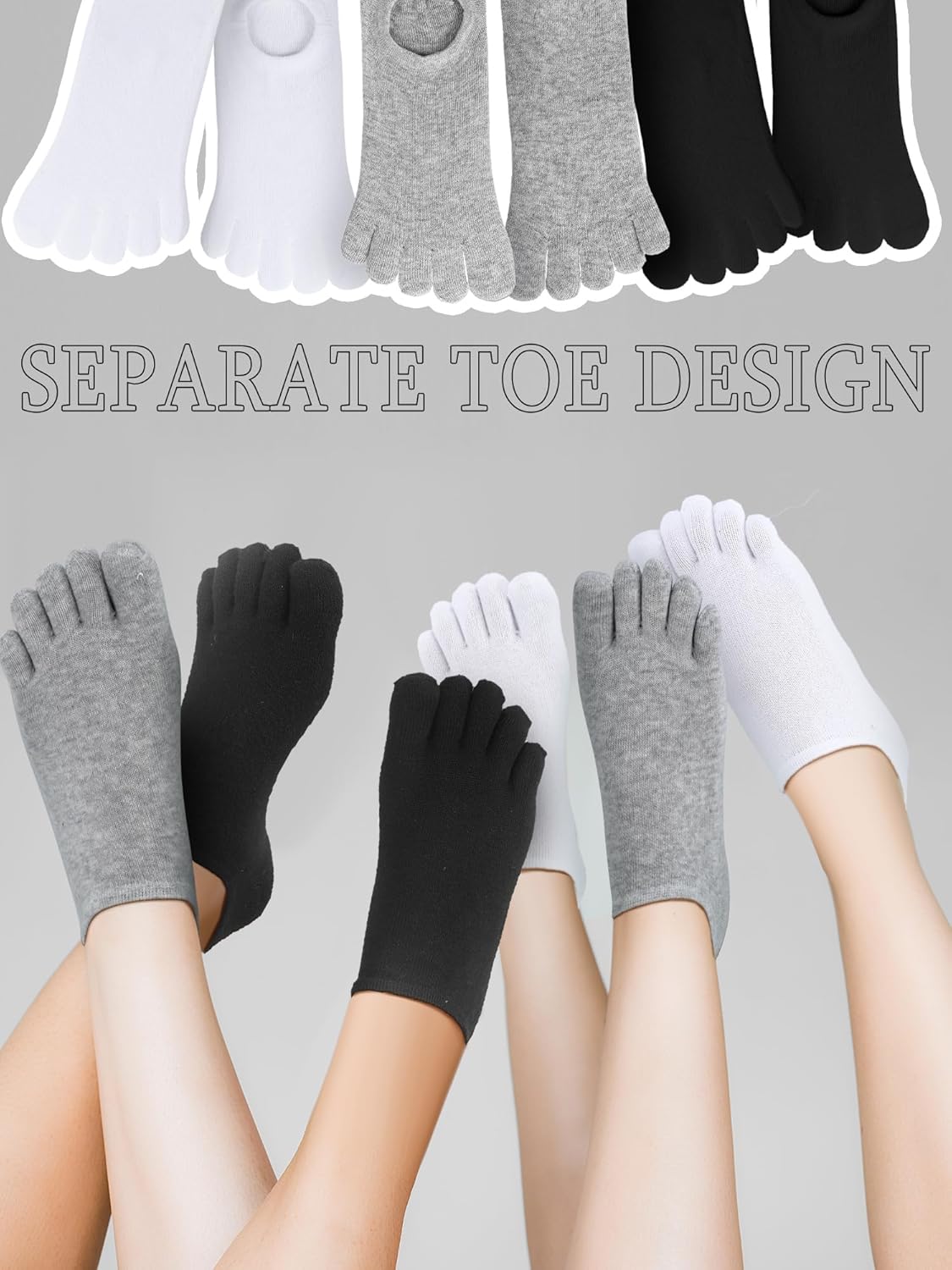 Bencailor Women Toe Socks Cotton Ankle No Show Low Cut Socks with Toes for Women Men Running Athletic - Image 6