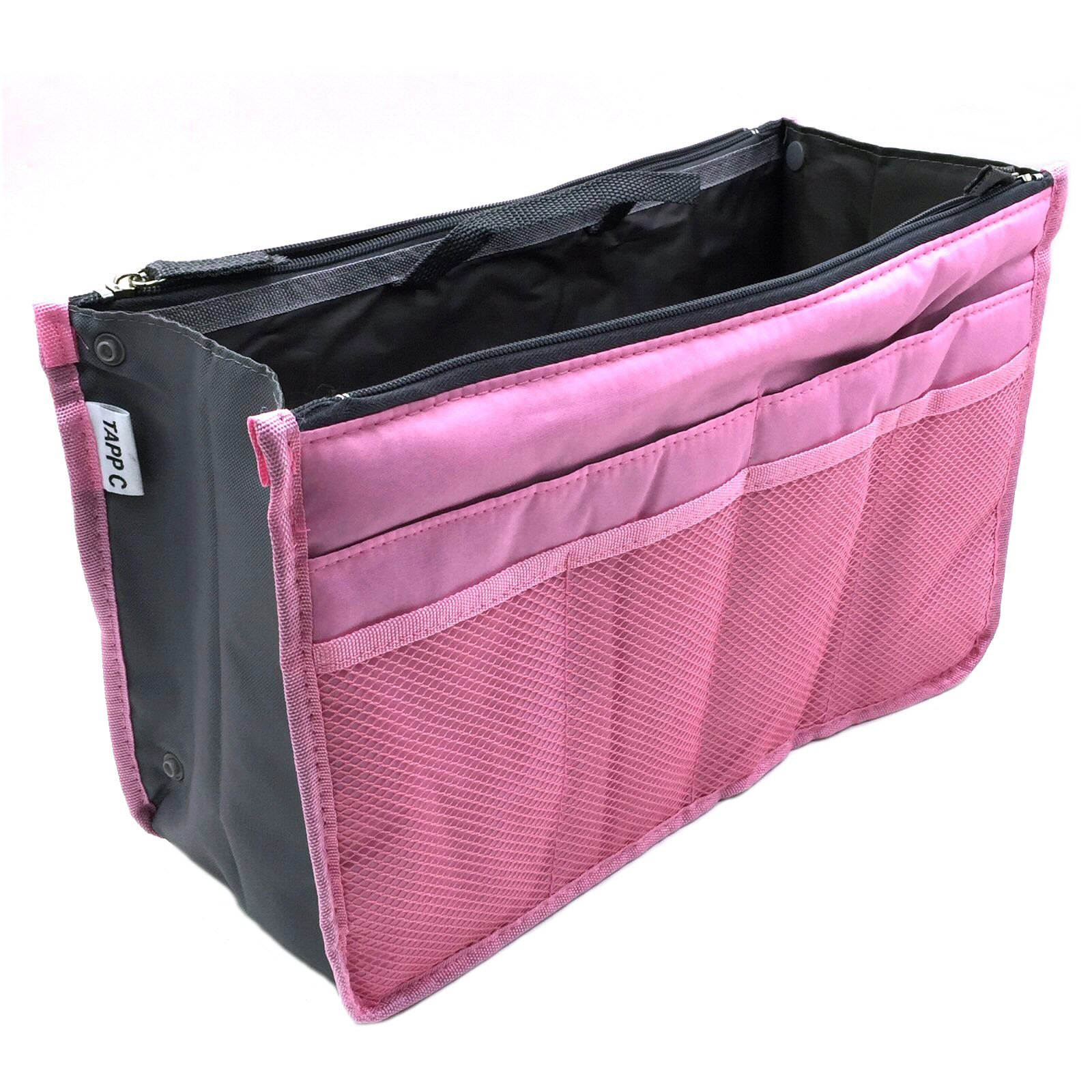 Tapp C. Multi-pocket Nylon Purse Insert Organizer - Large/Pink