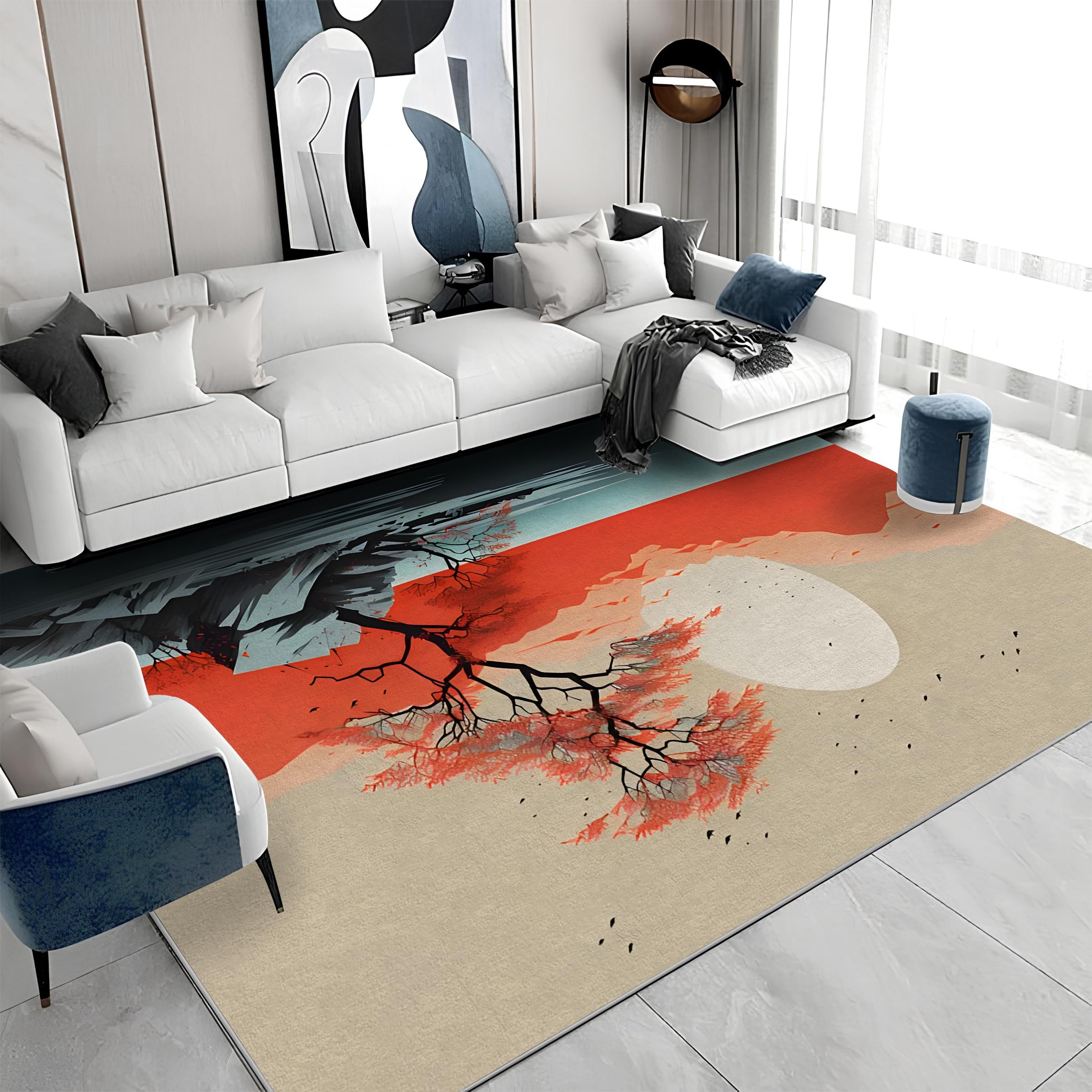 Tapis oriental 160x200 cm de haute qualité lavable et ultra doux pour le salon
