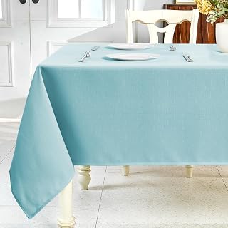 IVAPUPU Textured Linen Rectangle Table Cloth, Light Blue, 52 x 70 Inch