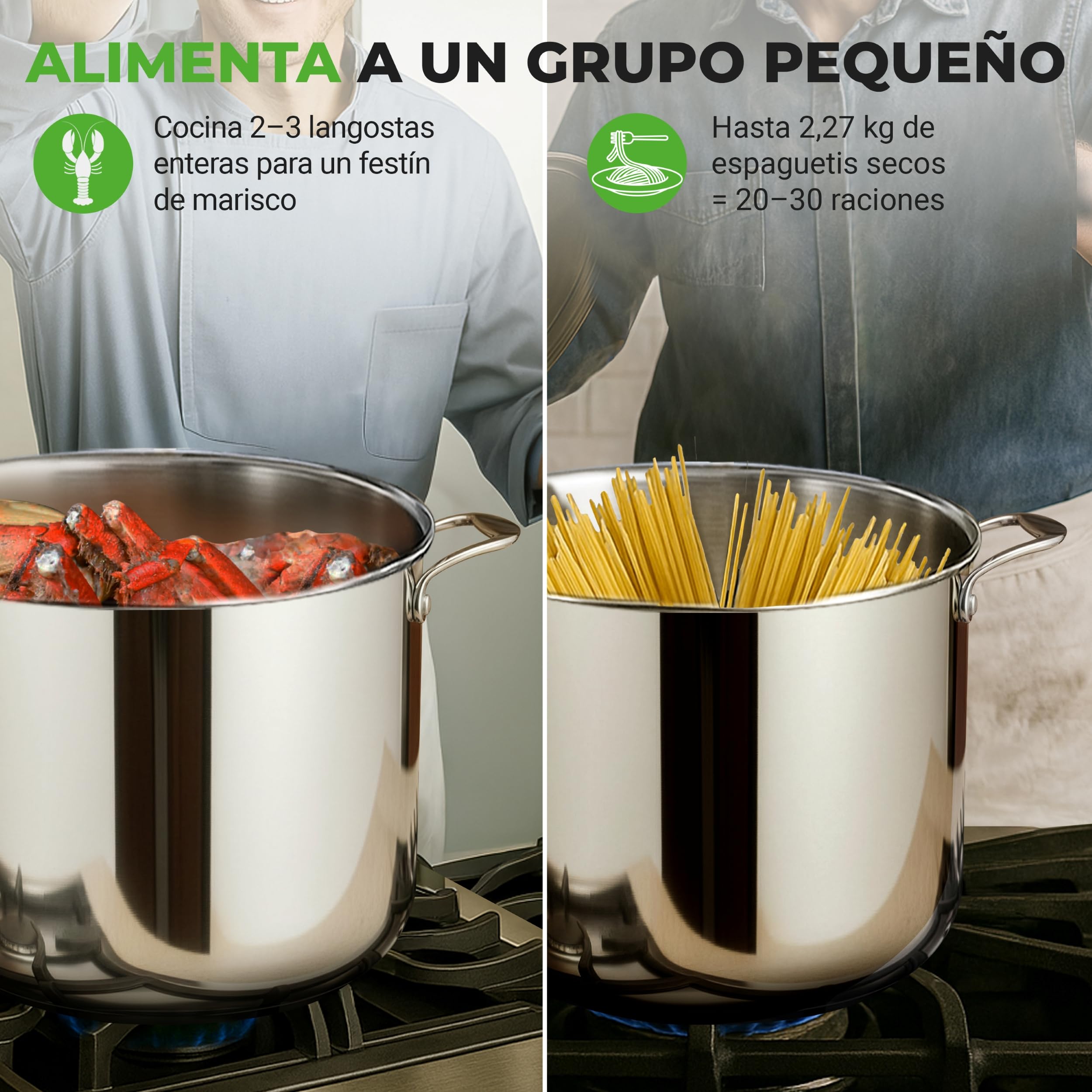 Nutrichef Olla induccion grande, 15 cuartos, Acero inoxidable 18/8, Induccion, Tapa, Caldo, Estofado