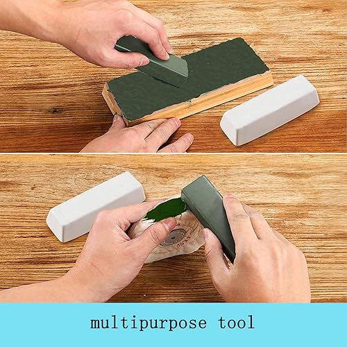 Miniatura 6 de Auniwaig Kit de compuesto de pulido de cuero, compuesto de pulido verde para afilar y cortar madera, tallado de raíces, metal, 49.77 onzas