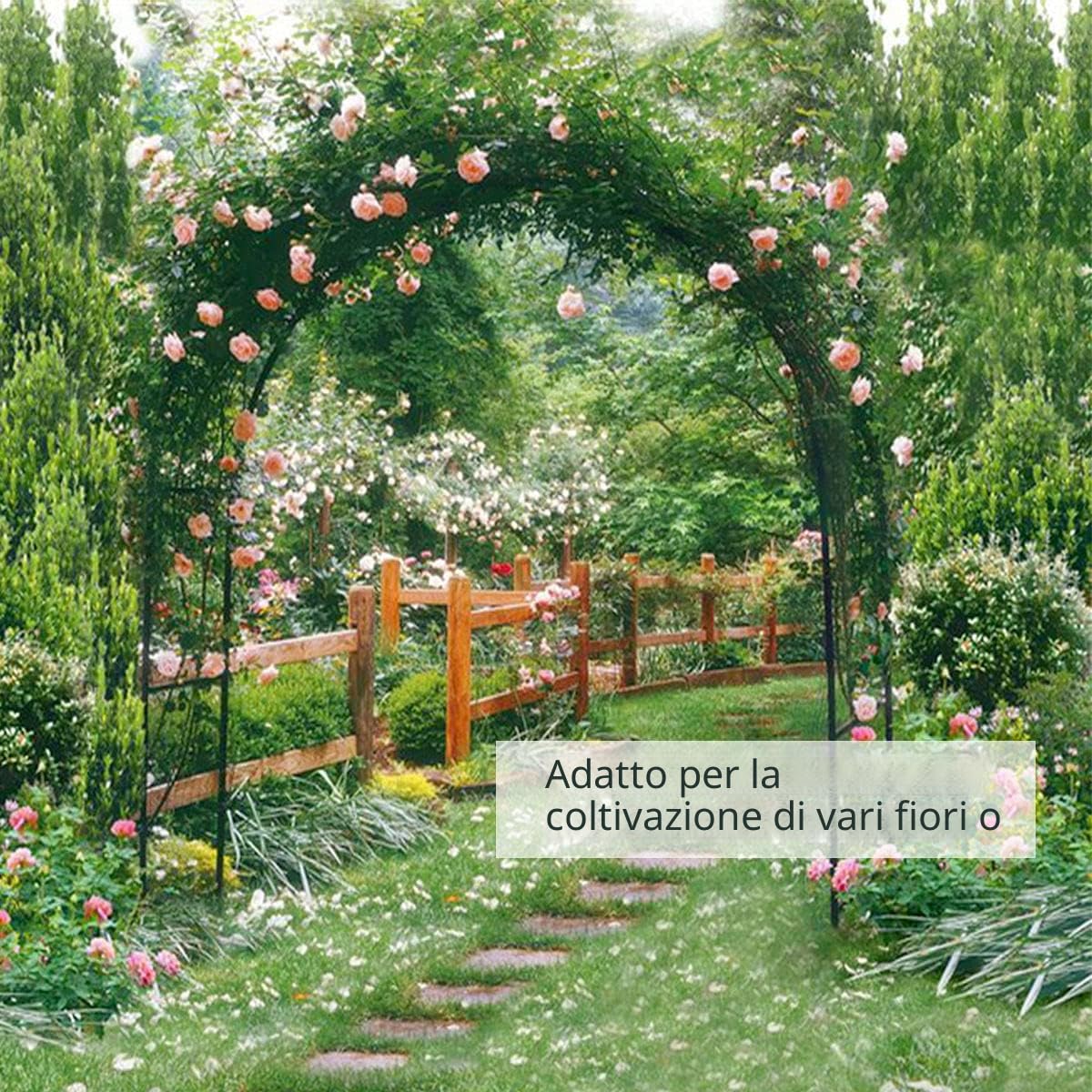 Xverycan Arco da Giardino per Rose Rampicanti Metallo, 188x230cm Arco Sostegno Supporto per Piante Rampicanti in Ferro Graticcio, Garden Pergola Per Decorazioni Nozze Esterni e Interni (Nero)