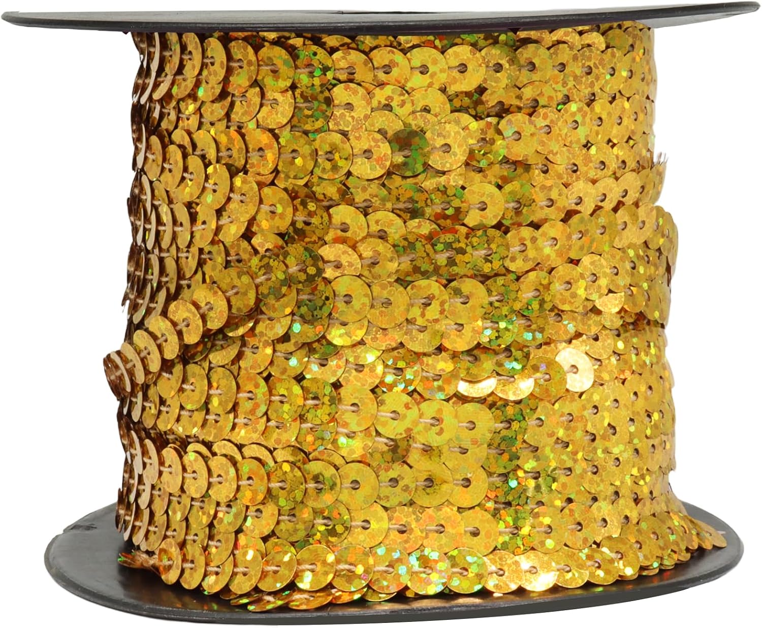 100 Yards Sequin Trim - 6mm Flat Round Sequins for Crafts, Sewing & Costume Embellishment, Black