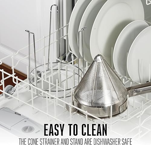 Miniatura 6 de Weston Juego de cono y mortero de acero inoxidable (83-3030-W), capacidad de 2 cuartos de galón, apto para lavavajillas, 1.9 litros, plateado