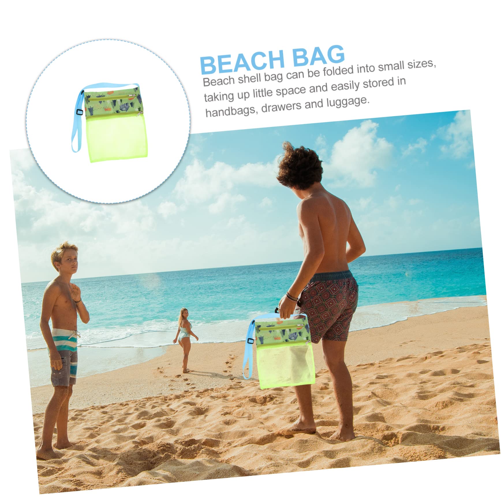 STOBOK 5 Pz Borsa Da Spiaggia Borse Di Conchiglie Di Mare Per Custodia Borse Giocattolo Da Spiaggia Per Bambini Giocattoli Da Esterno Rete Cerniera Viaggiare Conchiglia Di Mare