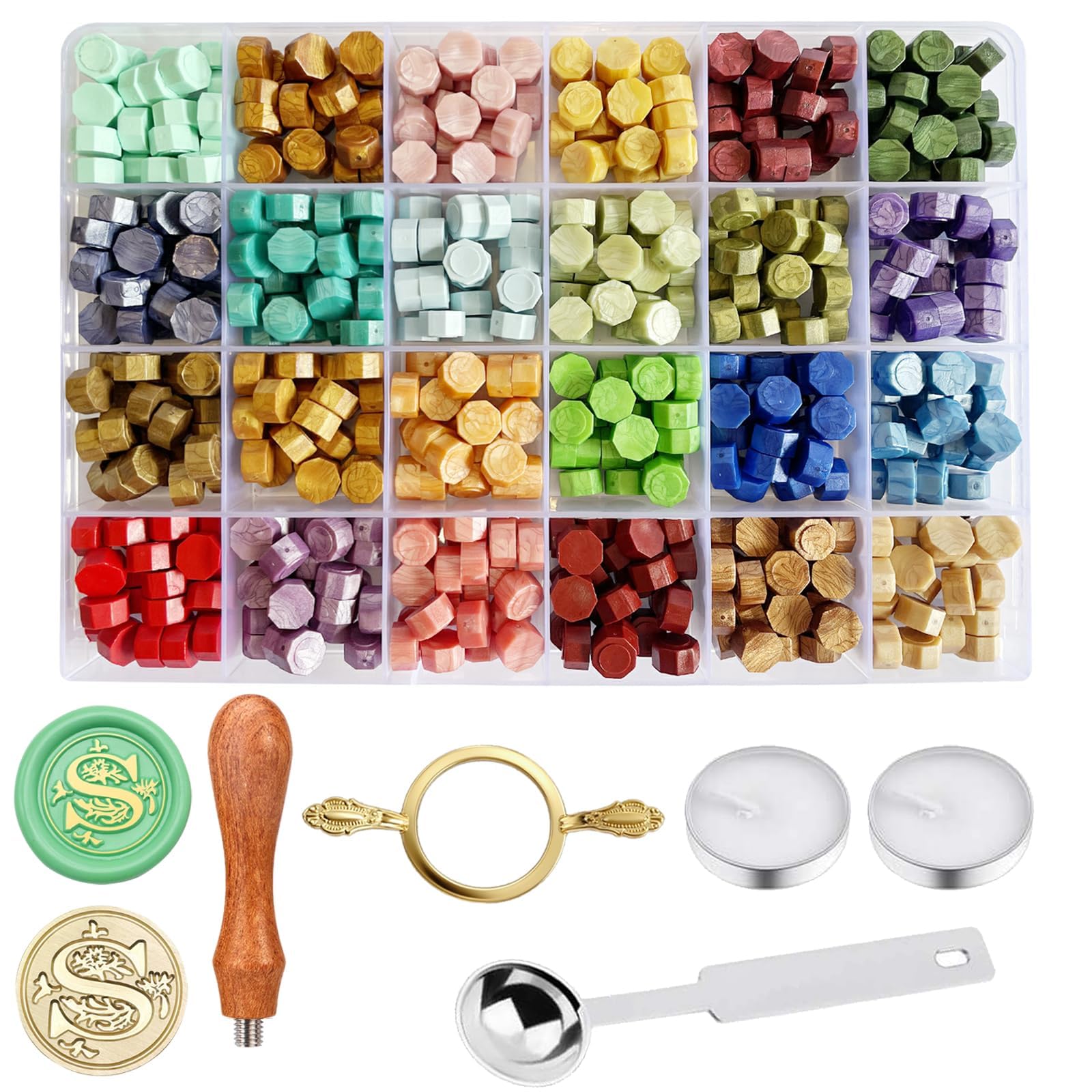 Wax Seal Stamp Kit - 24 Colors, Personalized Seals -1