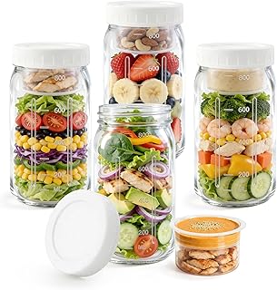 12 Healthy Snack Recipes for Smart Bites 45 Aabberson 4Pack Glass Salad Jars with lids meal prep- 32oz Leakproof con...