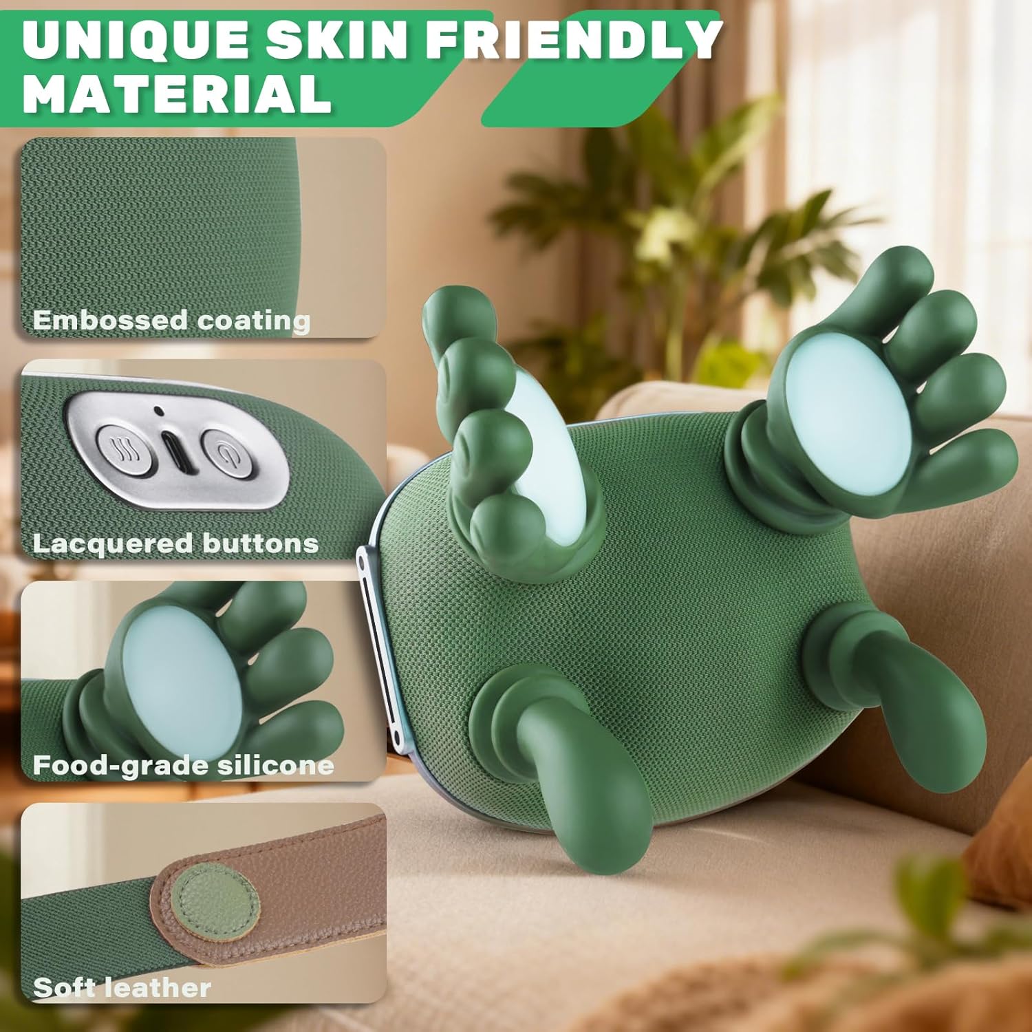 Upgraded Neck Massager 2026 with Heat, Electric Shoulder & Cervical Massager for Deep Tissue Massage, Shiatsu 4D Kneading for Neck, Back, Shoulder - Green