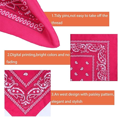 Miniatura 2 de URATOT Pañuelos novedosos con estampado de cachemira, pañuelos de vaquero, varios colores