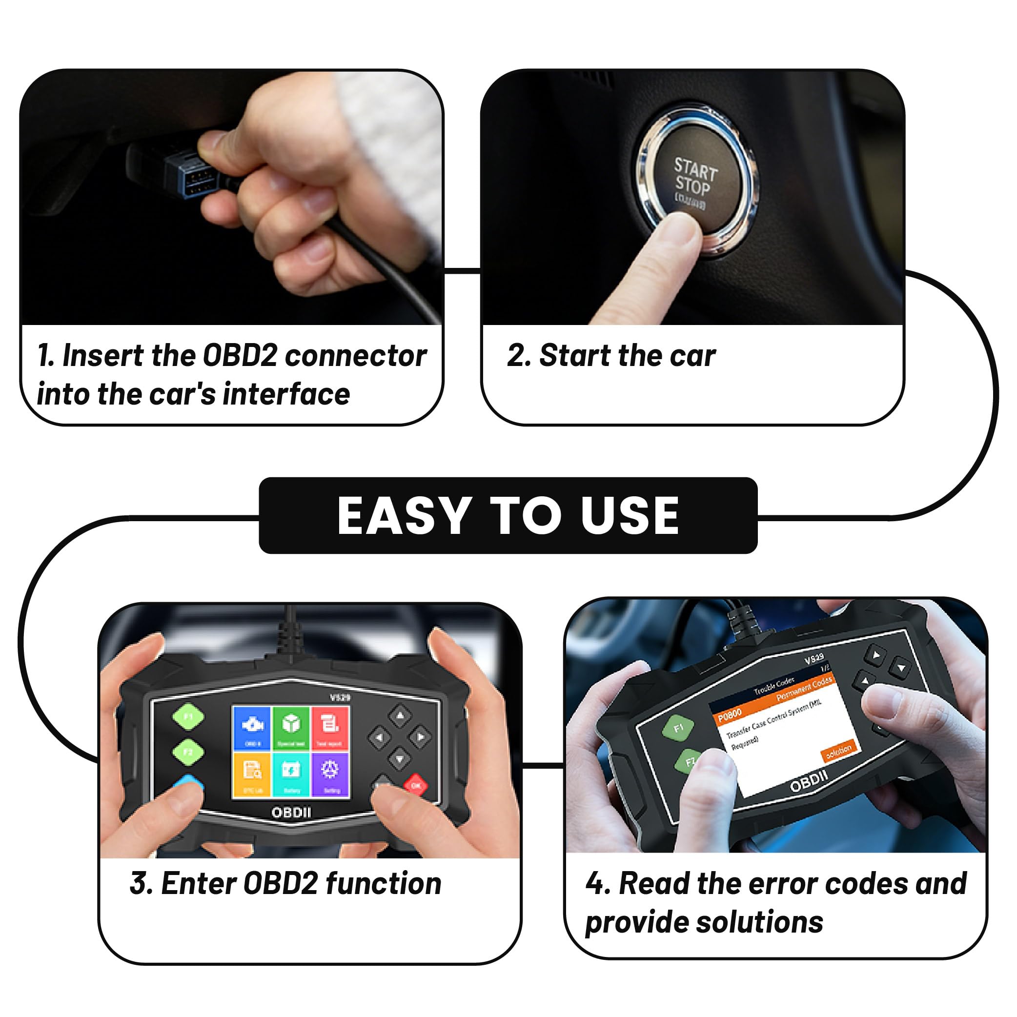 OBD Diagnosi Auto per Fiat Panda Punto Ulysse Brava Barchetta, Multimarca Strumento,Cancella e diagnostica i Codici di Errore OBD2 Senza riprogrammarli