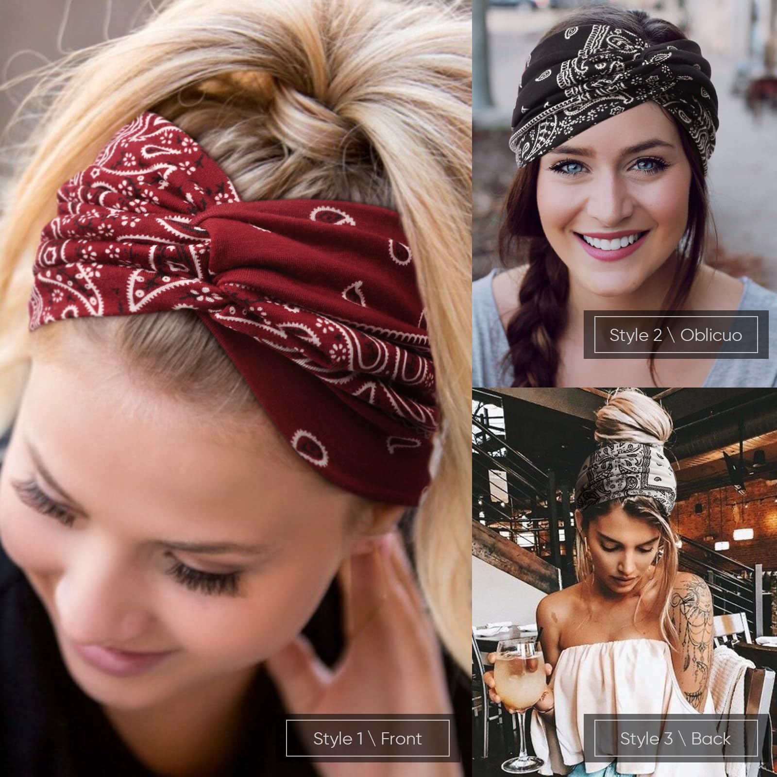 DRESHOW 8 Pack Turban Headbands for Women Wide Vintage Head Wraps Knotted Cute Hair Bands Accessories, 8 Pack Wide Setb-03 - Image 2