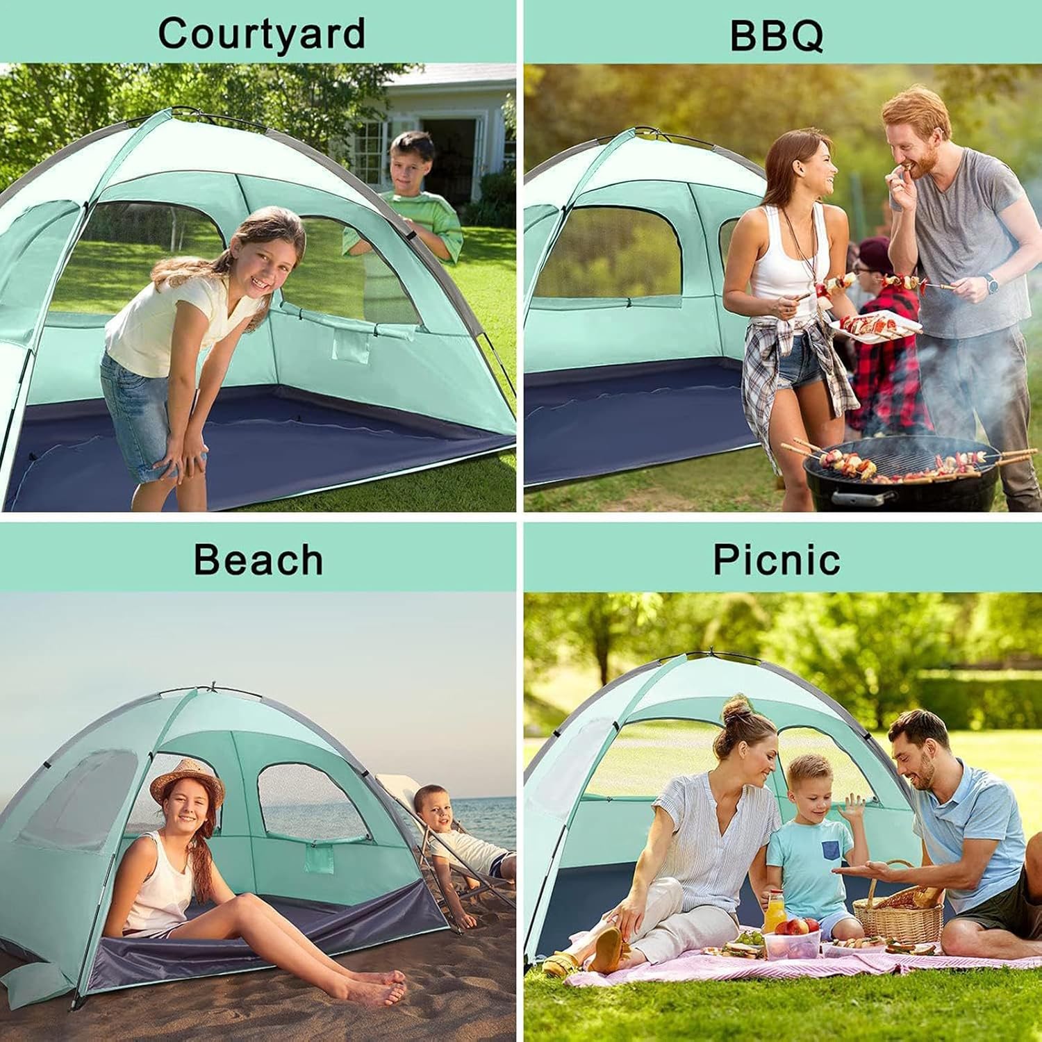 ポップアップビーチテント,ビーチテント,大空間ポータブル屋外シェードテント - 湖、公園、ハイキング、釣り、キャンプ用のマルチシナリ