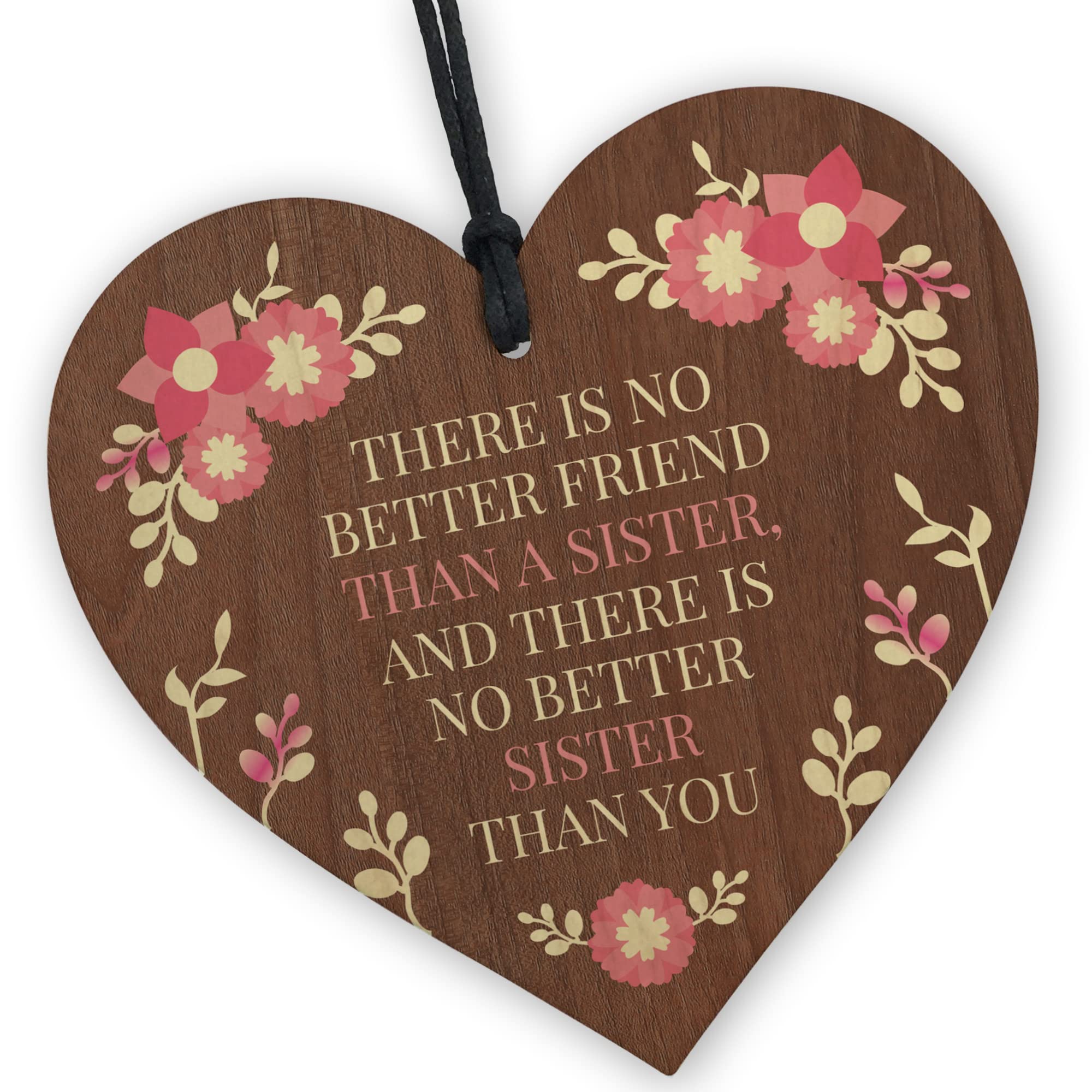 Red Ocean Beloved Sister Wooden Heart - Handcrafted Keepsake with Sentimental Message | Birthday for Sister Sibling | Decorative Accent for Home or Office